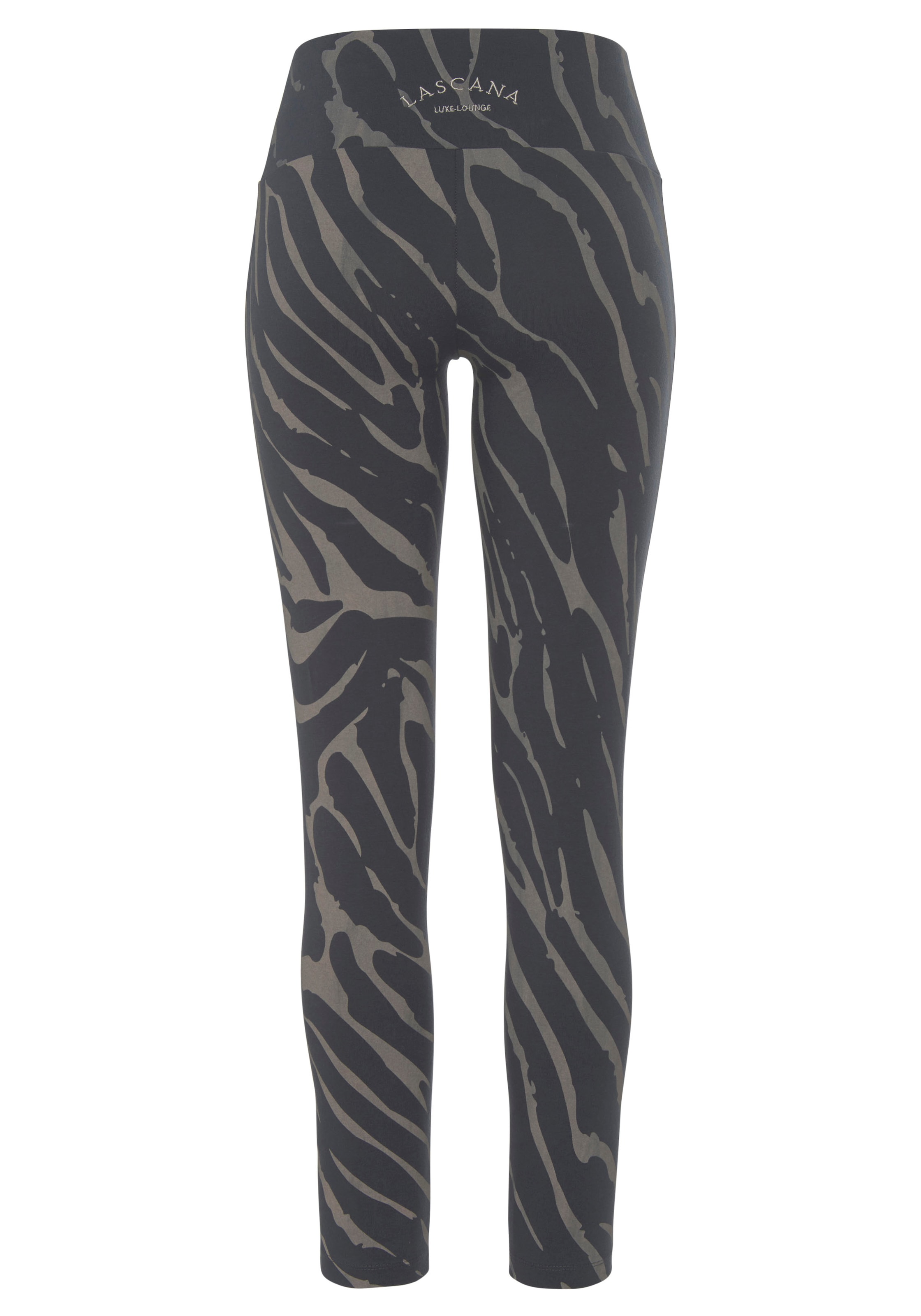 LASCANA Leggings »-Loungehose«, mit Zebramuster und breitem Bund, Loungewear