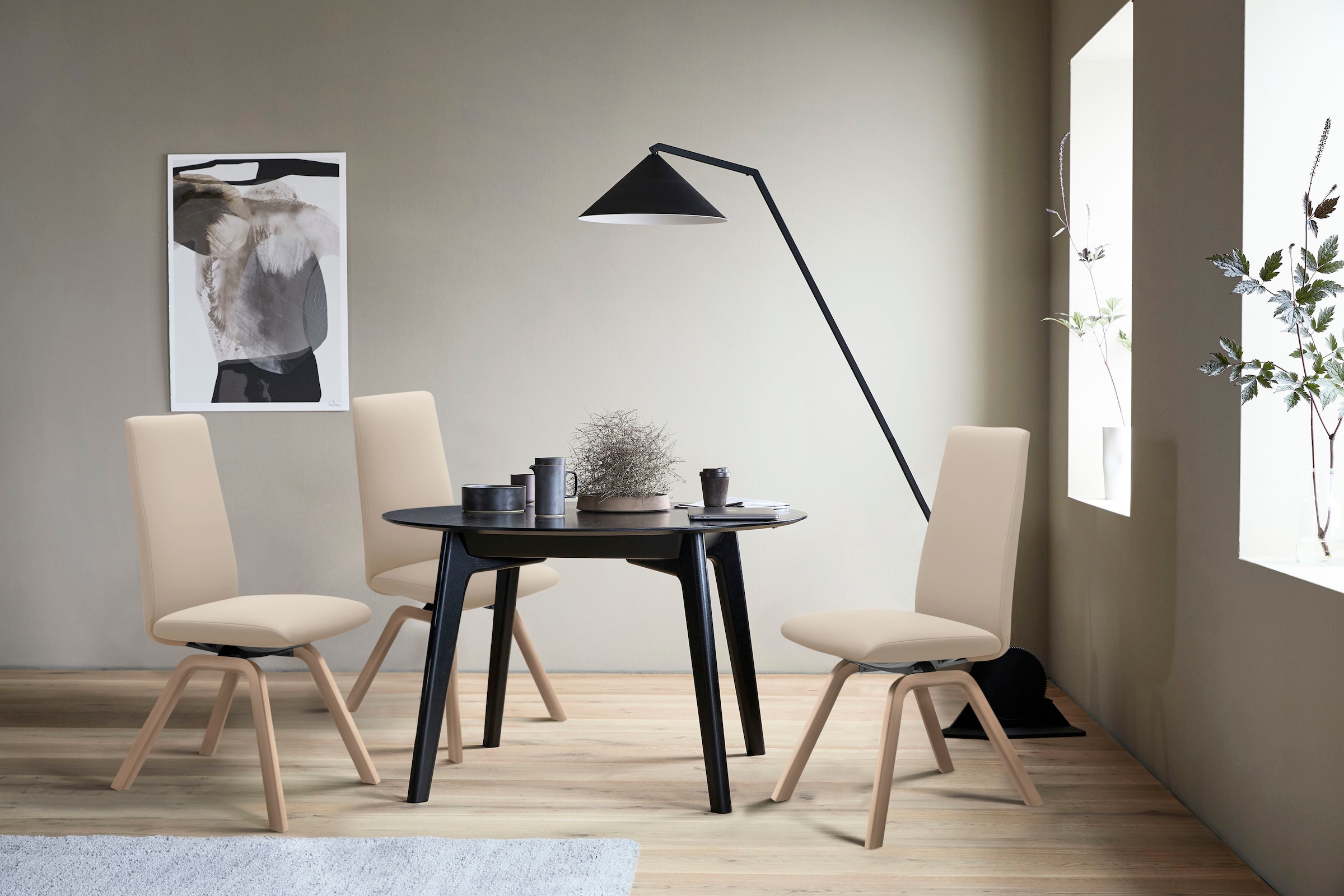 Stressless Polsterstuhl "Laurel" () High Back, Größe L, mit schräggestellten Beinen in Eiche gekalkt