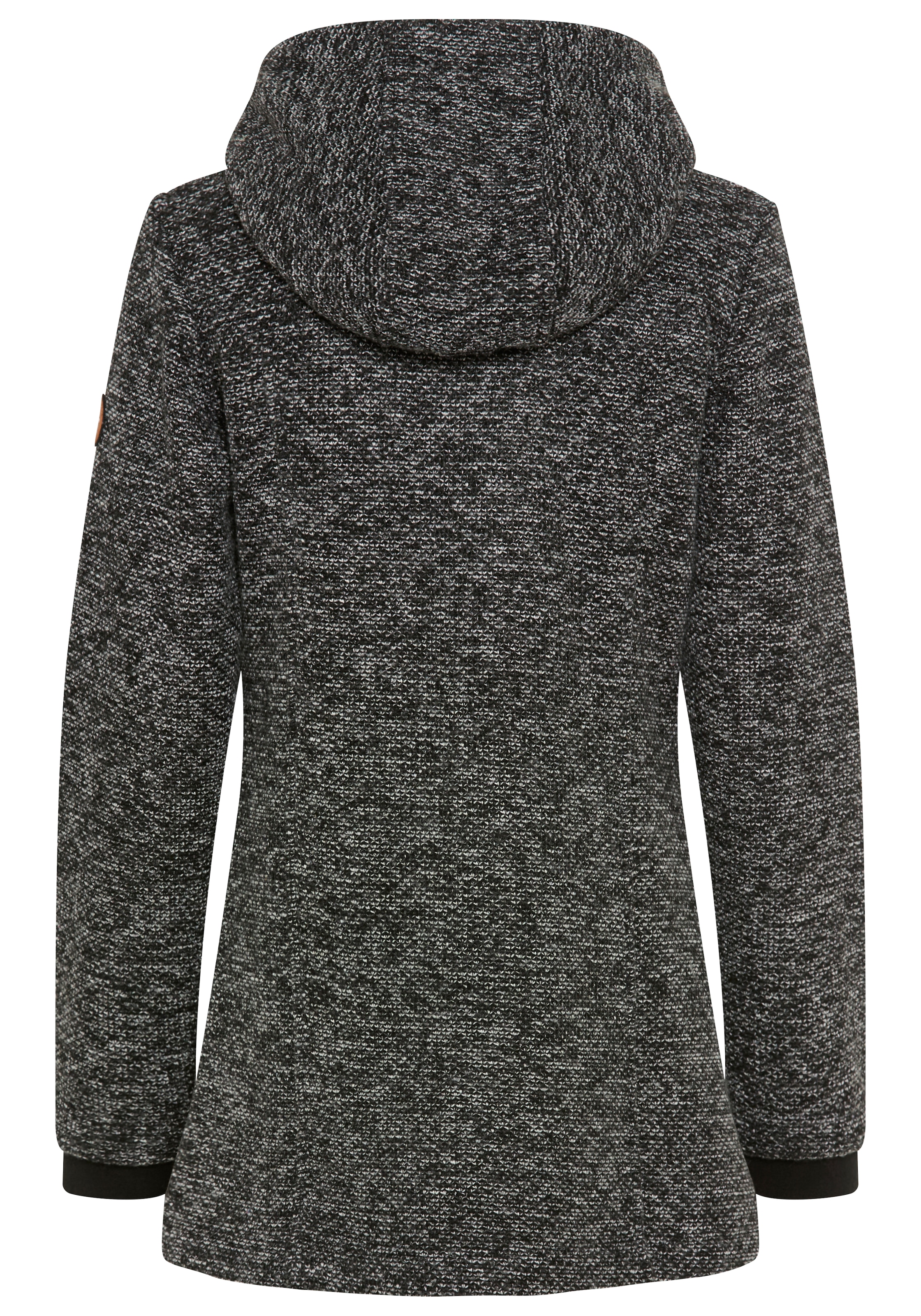 KangaROOS Strickfleecejacke mit Kapuze mit 2-Wege-Reißverschluss und Druckknöpfen, hüftbedeckend