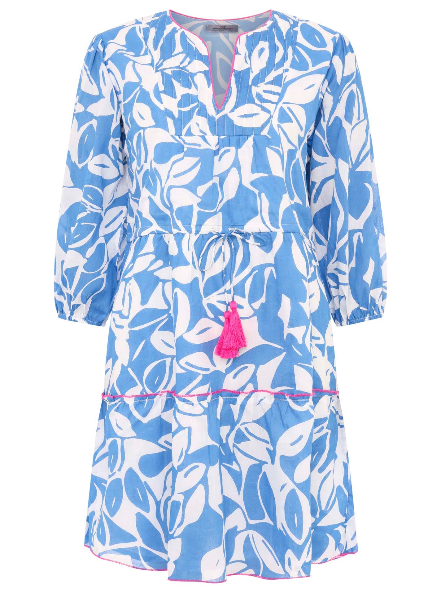 Zwillingsherz Sommerkleid »"Blätter Zweifarbig"«, mit Tasseln und kontrastfarbigen Details