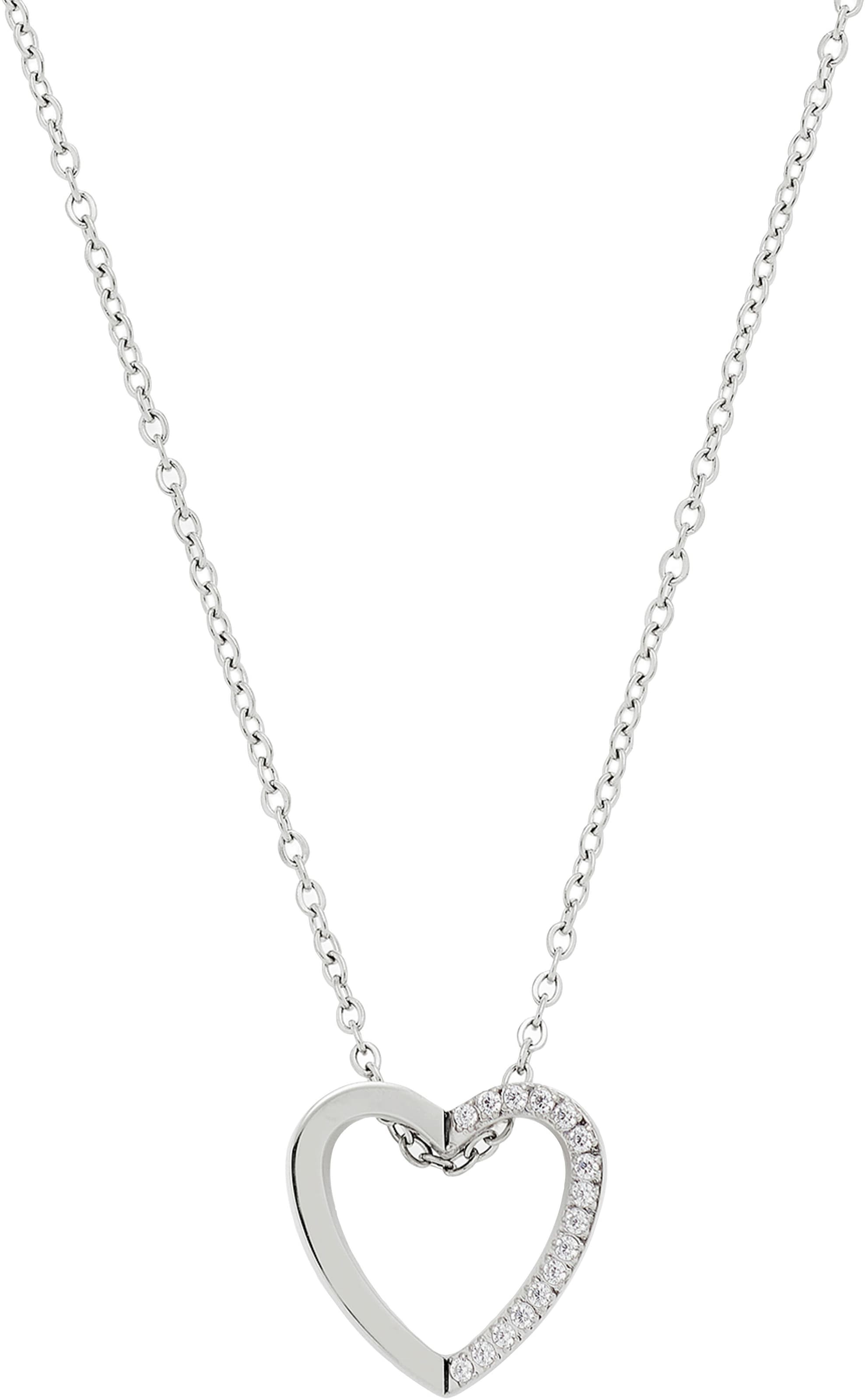 LEONARDO Damen Kette mit Anhänger "Halskette Dolores", Edelstahl, L: 50 B: 2mm, silber, Edelstahl, B:2mm, Halsketten, mit Zirkonia (synth.)