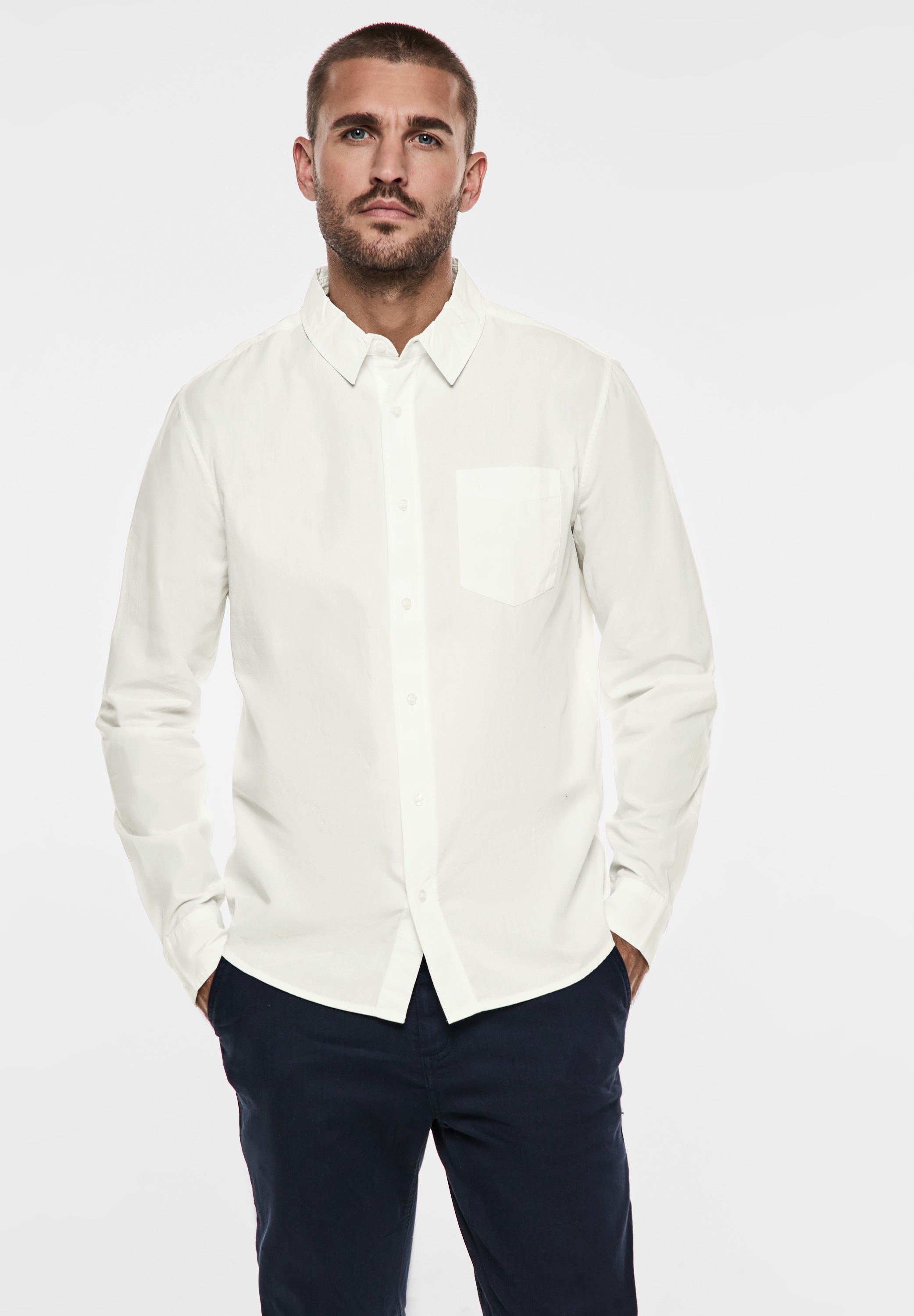 STREET ONE MEN Langarmhemd, aus reiner Baumwolle