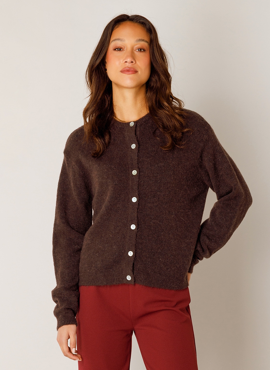 Base Level Cardigan "Yuli" mit Woll-Anteil und Knopfleiste