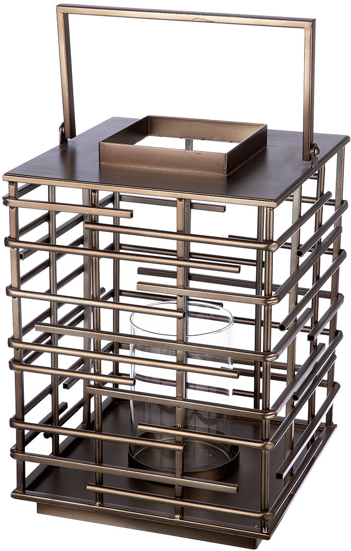 Casablanca by Gilde Kerzenlaterne "Loft, aus Metall, mit Glaseinsatz, Breite/Tiefe ca. 26 cm" Laterne, Weihnachtsdeko, Kerzenhalter