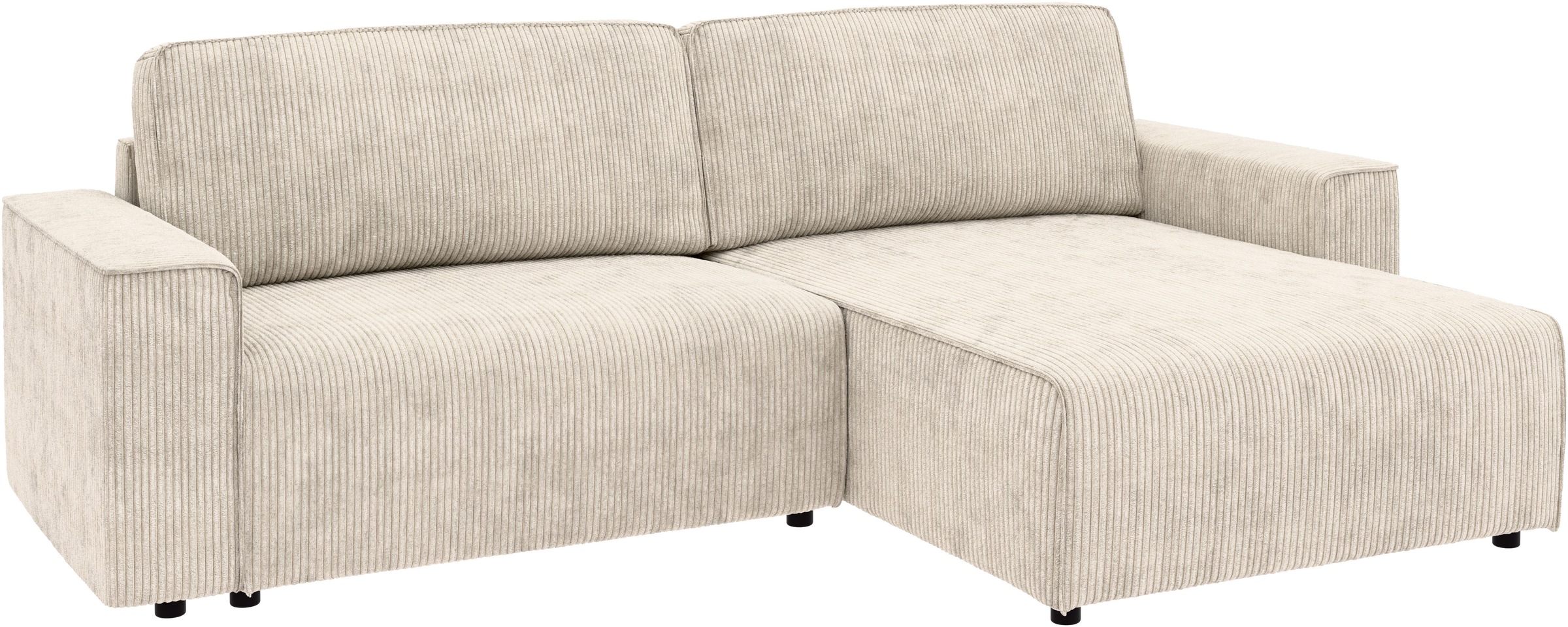 INOSIGN Ecksofa »Chance, Recamiere beidseitig montierbar, Schlaffunktion, Breite 265 cm«, in Cordstoff HYPER, mit Schlaffunktion und Bettkasten