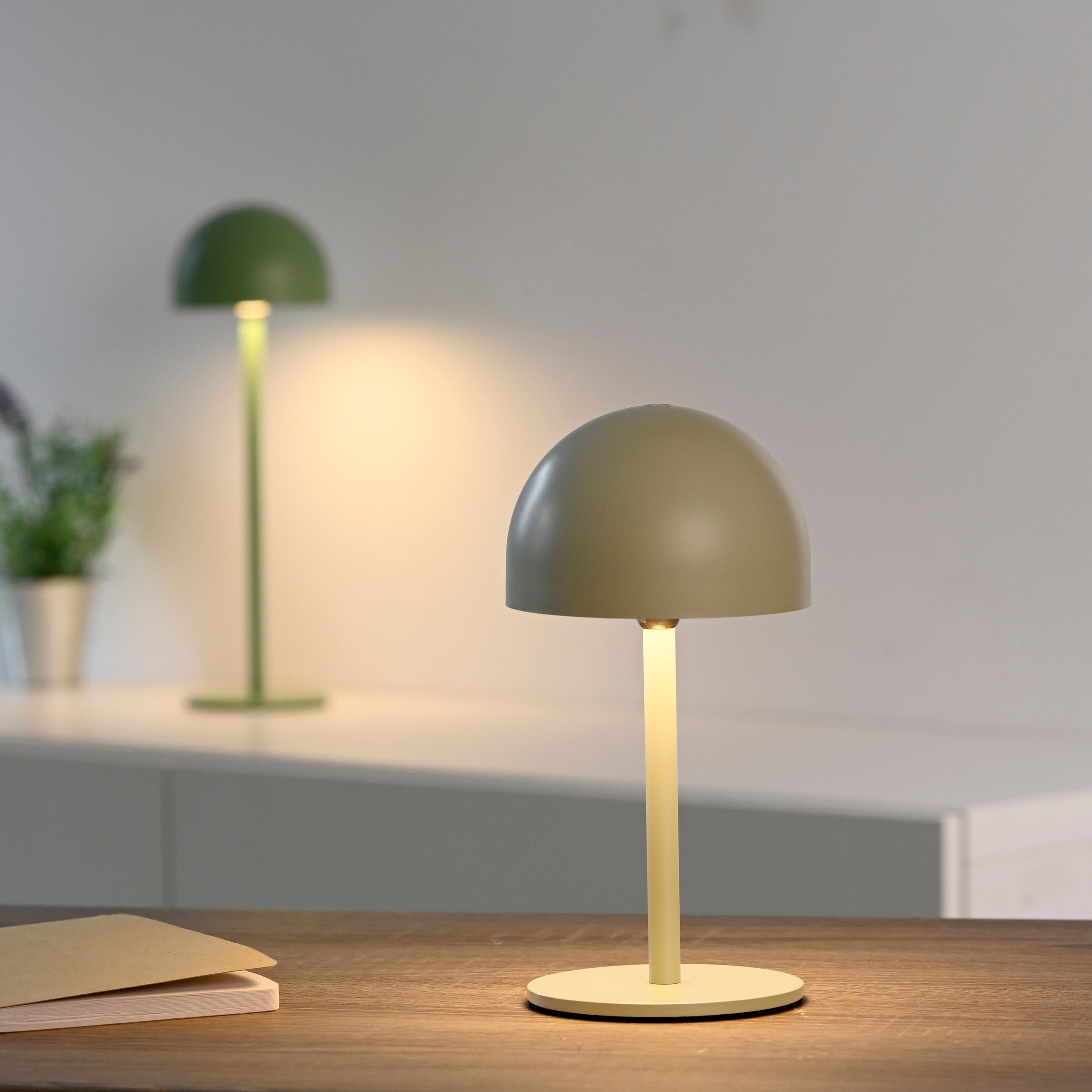 OTTO home Tischleuchte »Akku Tischlampe GERRIN Indoor Outdoor, magnetischer Flaschenaufsatz« LED-Board Warmweiß Pilzlampe Flaschenaufsatz, Regulierung der Lichtstärke, Pilz, Lampe