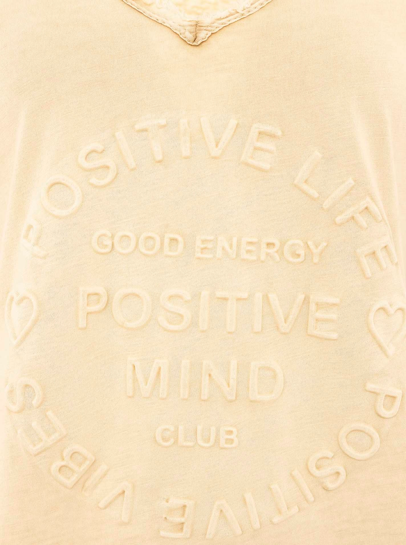 Zwillingsherz T-Shirt »"Positive Mind"«, mit V-Neck, Stempeldruck und Saum im Used-Look