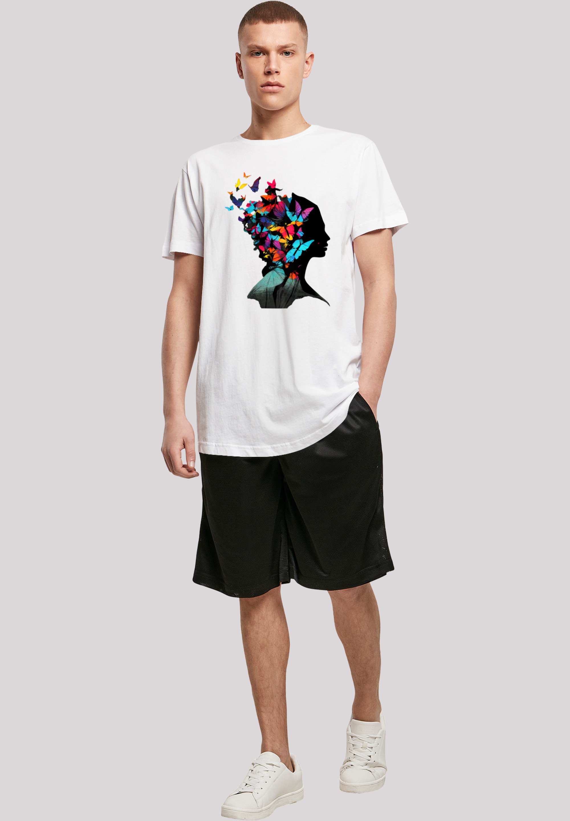 F4NT4STIC T-Shirt »Schmetterling Silhouette LONG TEE«, Print