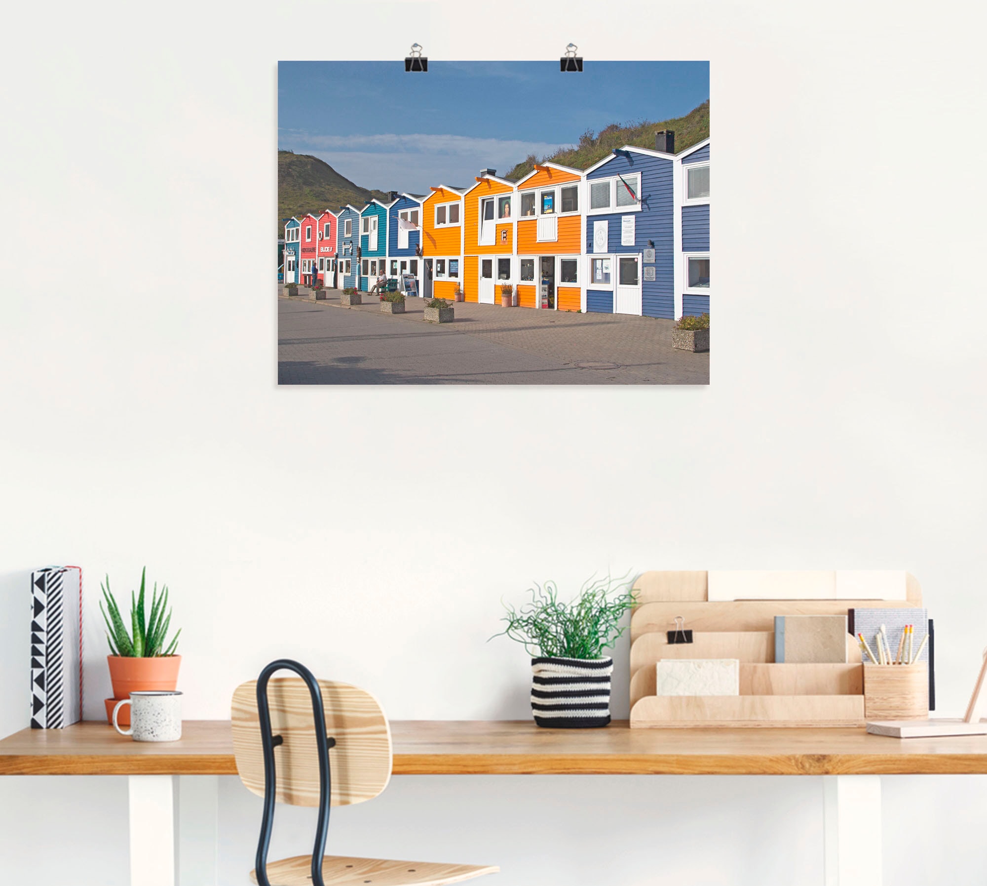 Artland Poster »Bunte Buden auf Helgoland«, Gebäude, (1 St.), als Leinwandbild, Wandaufkleber oder Poster in versch. Größen