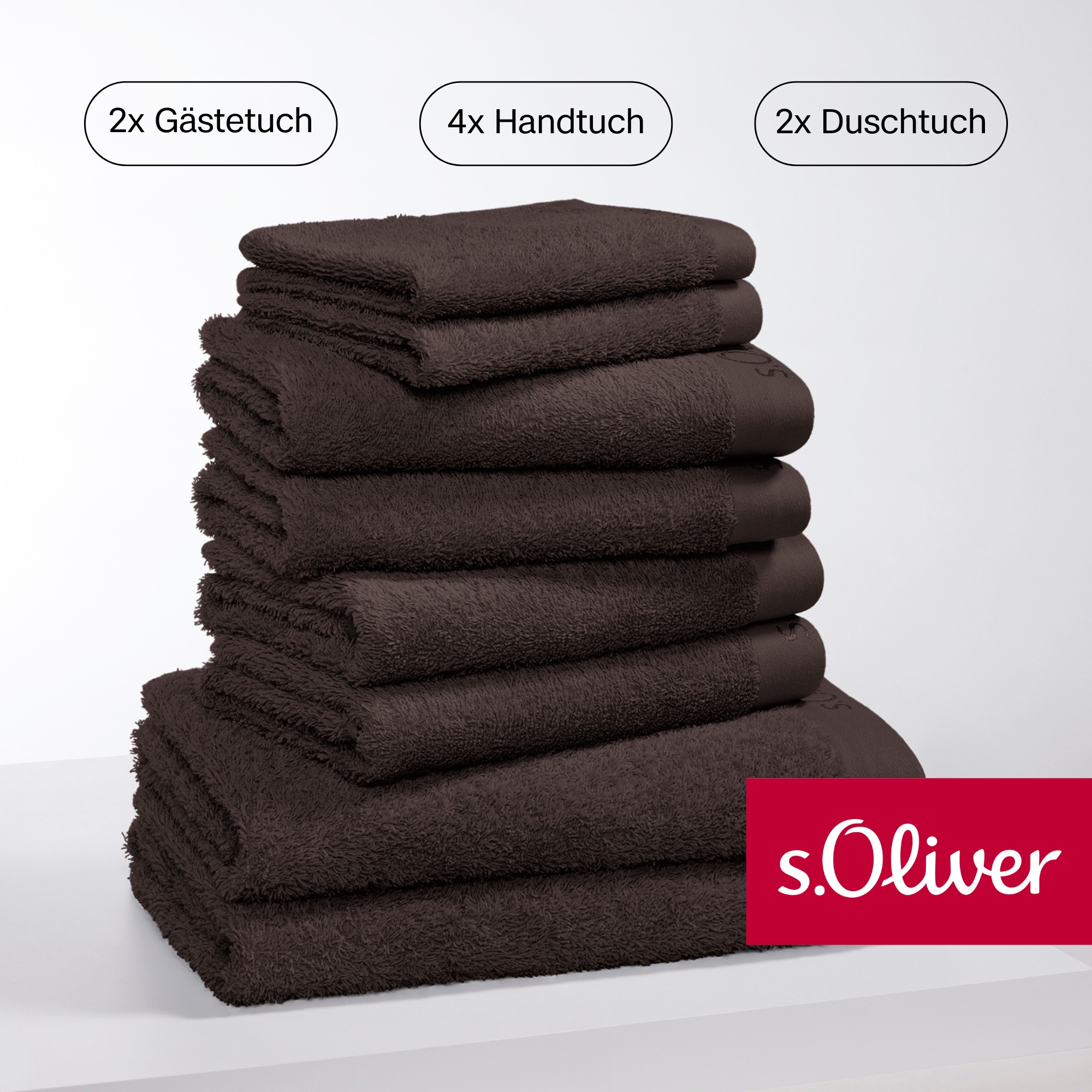 s.Oliver Handtuch Set "s. Oliver, besonders weich und saugfähig", (Set, 8 St., 2 Gästetücher 30x50 cm-4 Handtücher 50x10