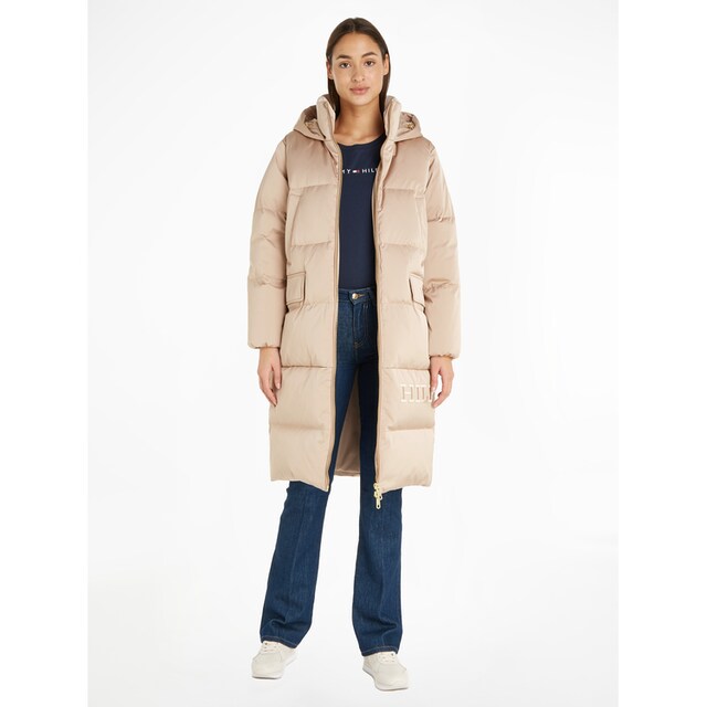 Tommy Hilfiger Steppmantel »SATEEN HOODED DOWN MAXI«, in kniebedeckter  Länge für kaufen | BAUR