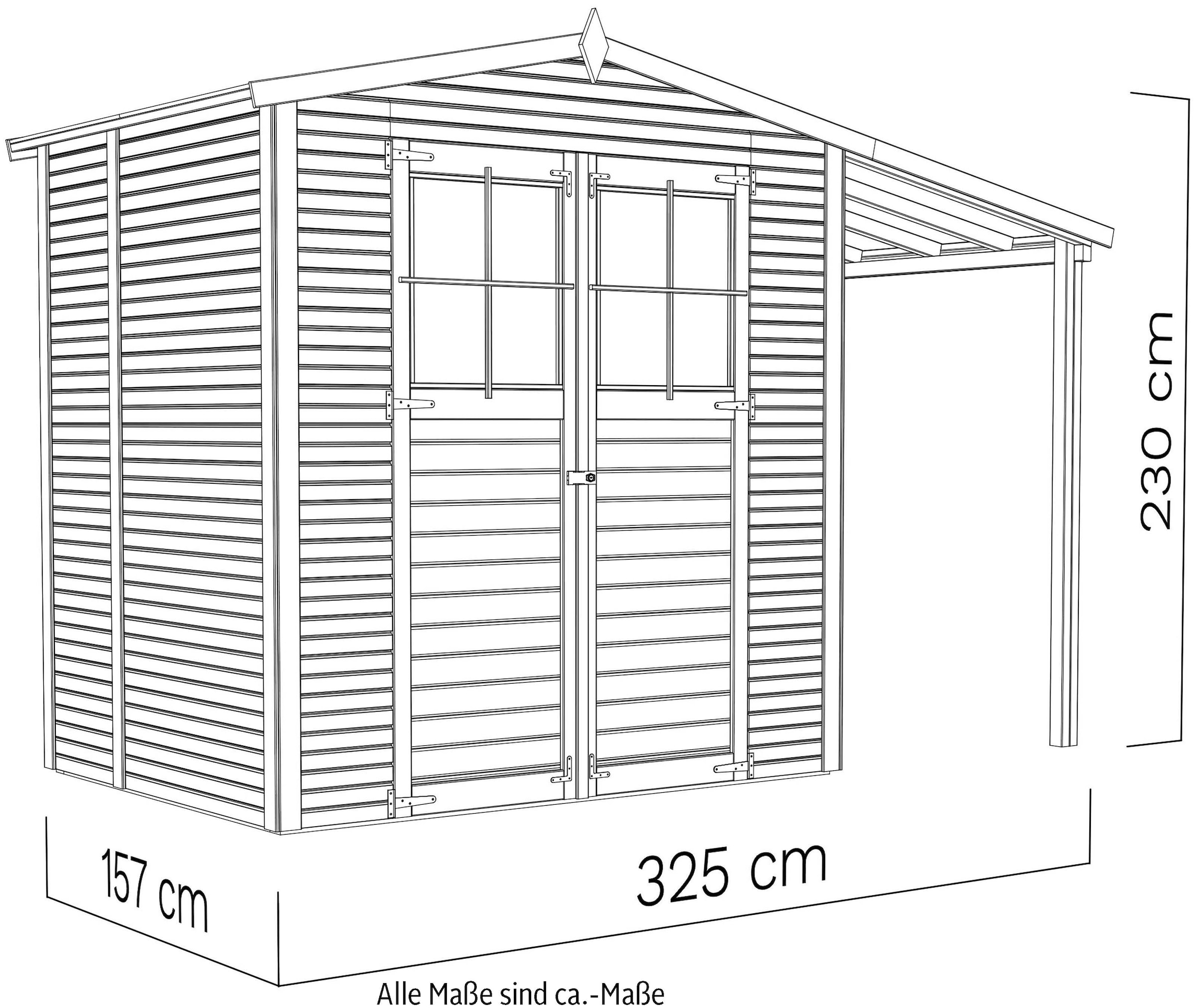 KONIFERA Gartenhaus »Alto 2 PLUS Fineline Satteldach«, mit Anbaudach