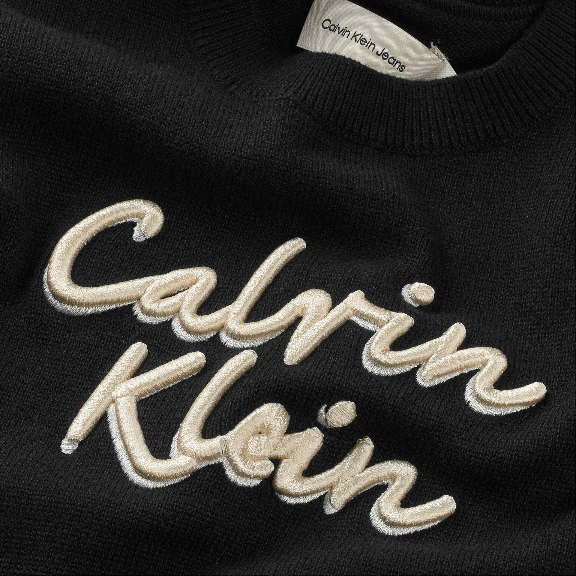 Calvin Klein Jeans Rundhalspullover »LOGO METALLIC INTERSIA«, für Kinder bis 16 Jahre, große Stickerei