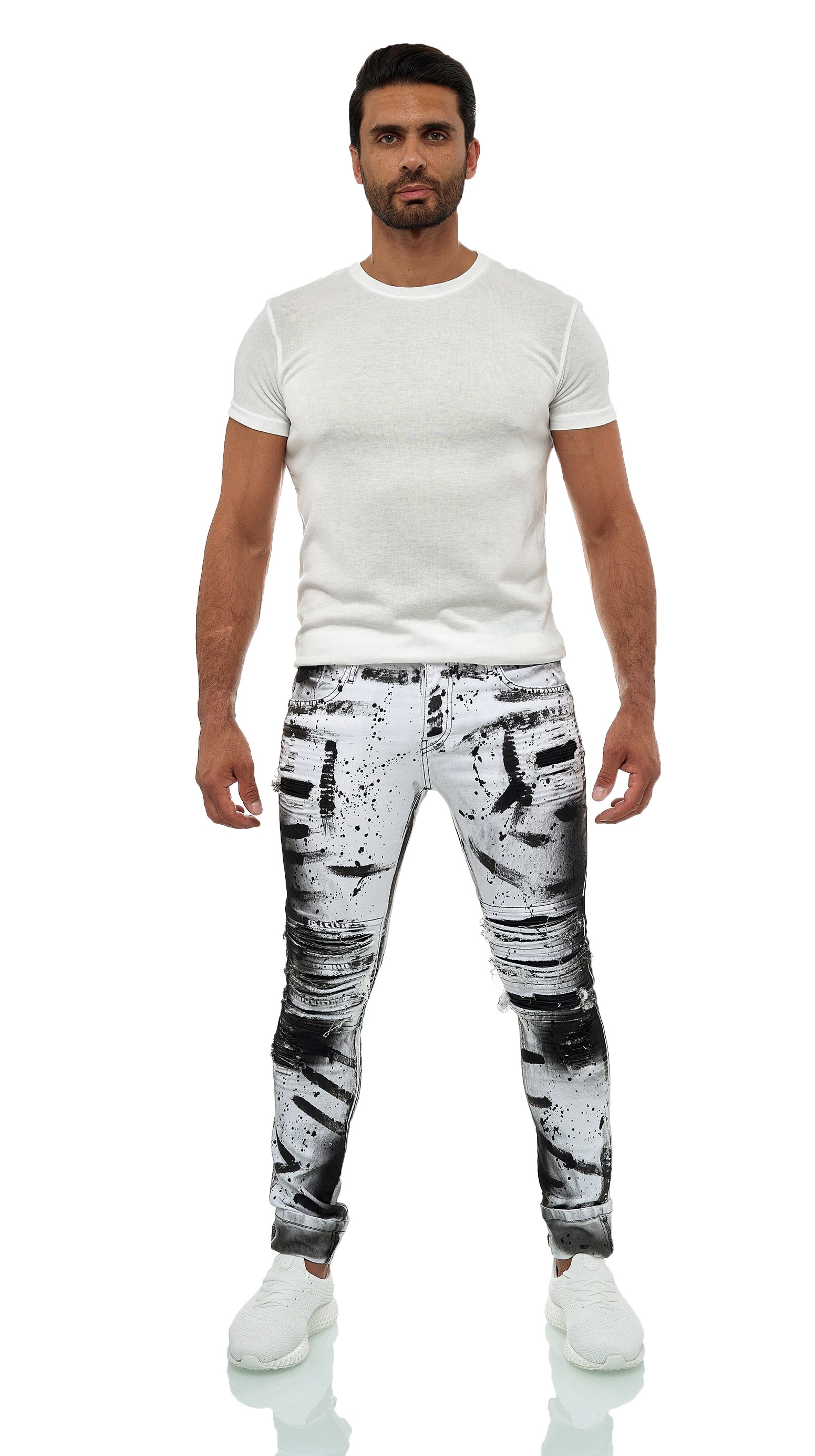 KINGZ Slim-fit-Jeans, mit ausgefallener Batik-Waschung