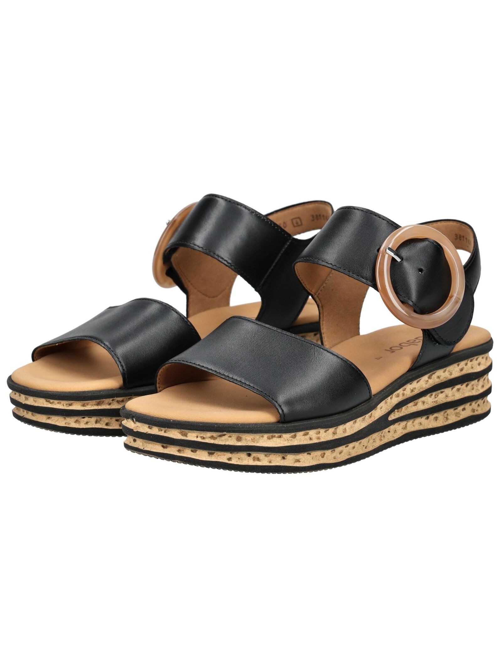 Gabor Wedge Sandals Nappa Leather Black 41 3