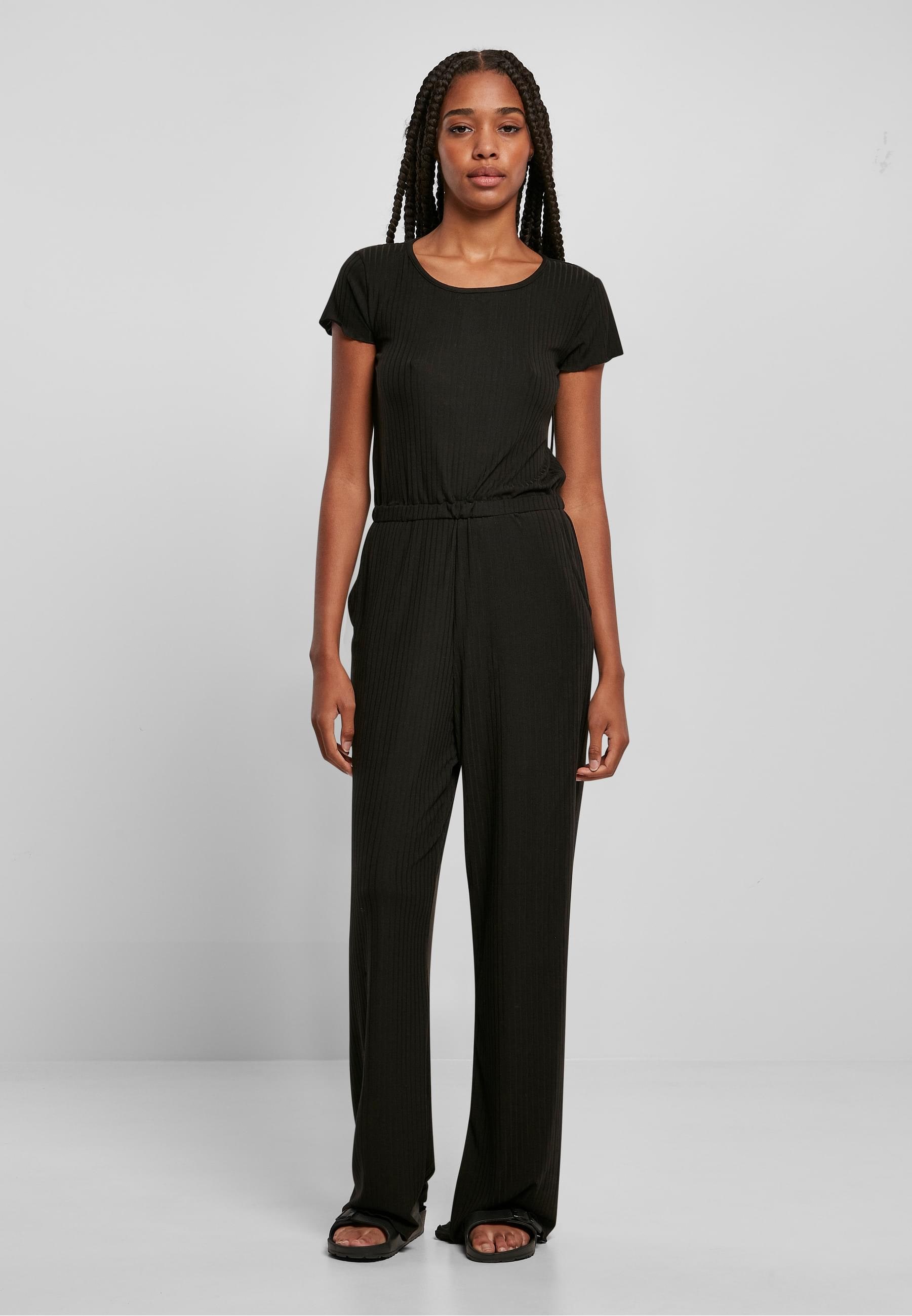 URBAN CLASSICS Jumpsuit »Urban Classics Damen Ladies Rib Wid Leg Jumpsuit«, (1 tlg.)