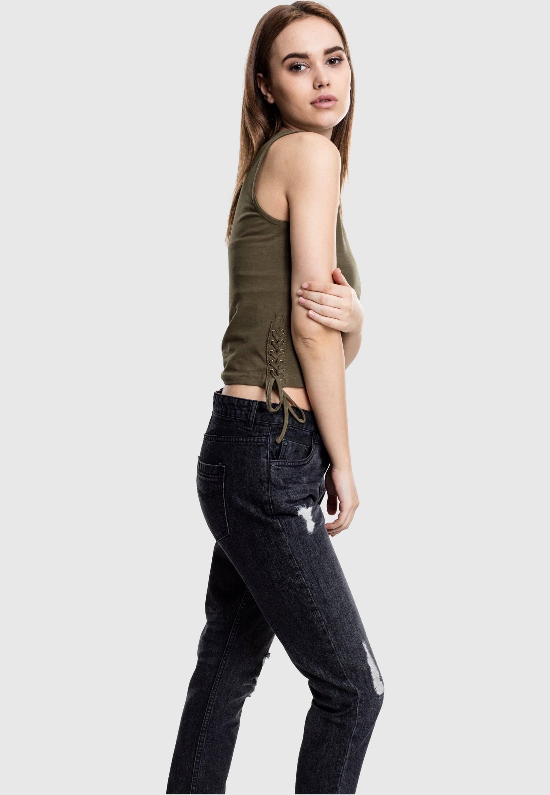 URBAN CLASSICS Muskelshirt »Urban Classics Damen Ladies Lace Up Cropped Top«, (1 tlg.)