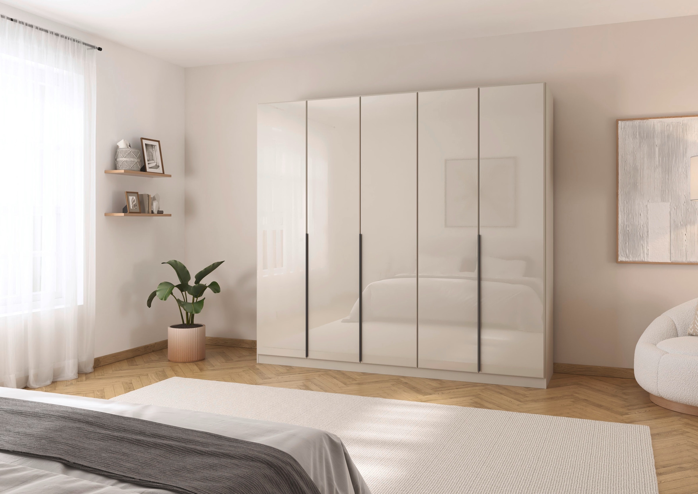 rauch Drehtürenschrank »Kleiderschrank Kleiderschränke Schrank Garderobe AGORDO mit Glasfront«, (in zwei Griff-Farben), durchdachte Innenausstattung, in 6 Breiten und 2 Höhen MADE IN GERMANY