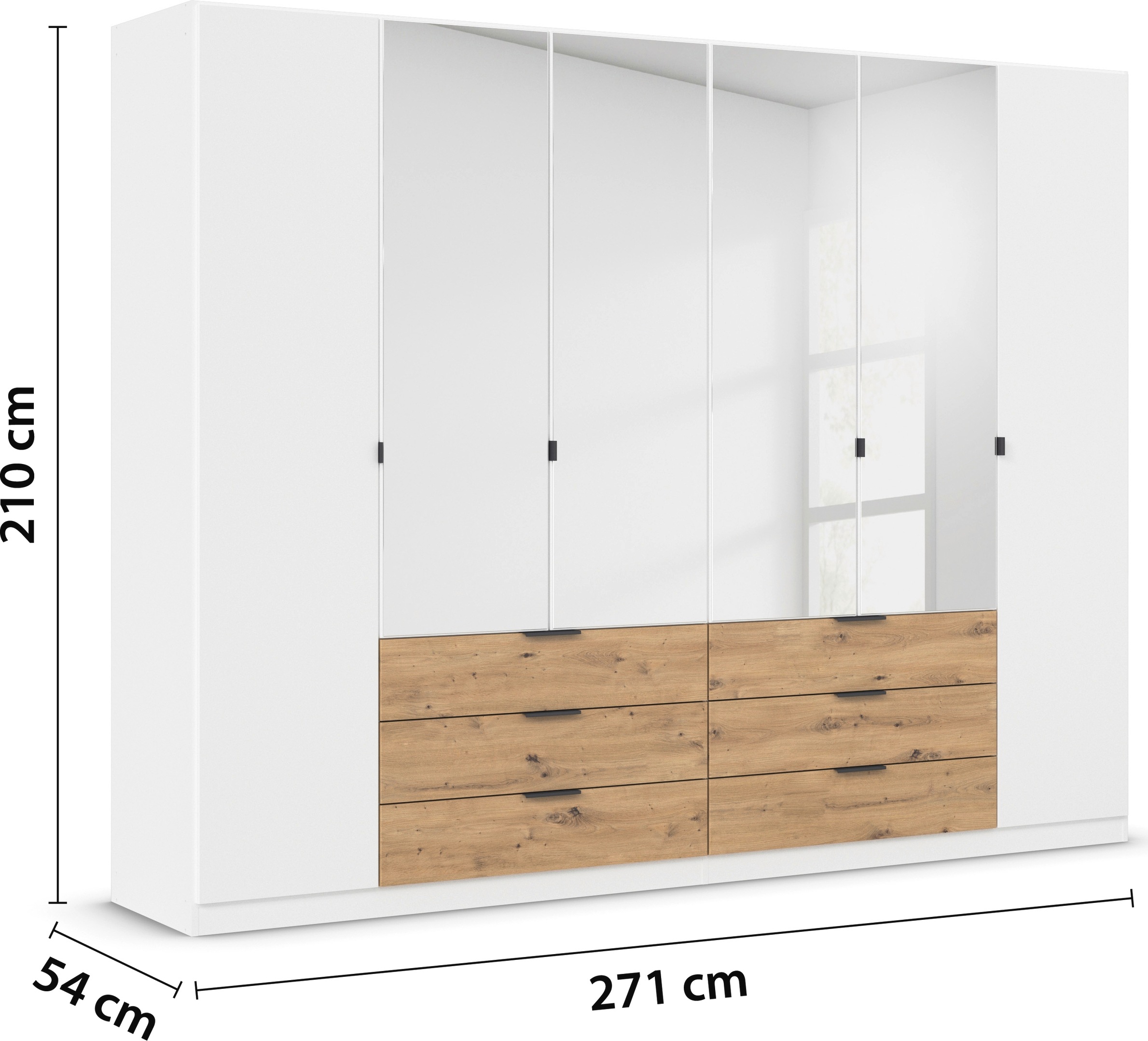 rauch Drehtürenschrank »Kleiderschrank Schrank Garderobe Schlafzimmerschrank DAVOA«, mit farblich abgesetzten Schubkästen in Eiche Artisan MADE IN GERMANY
