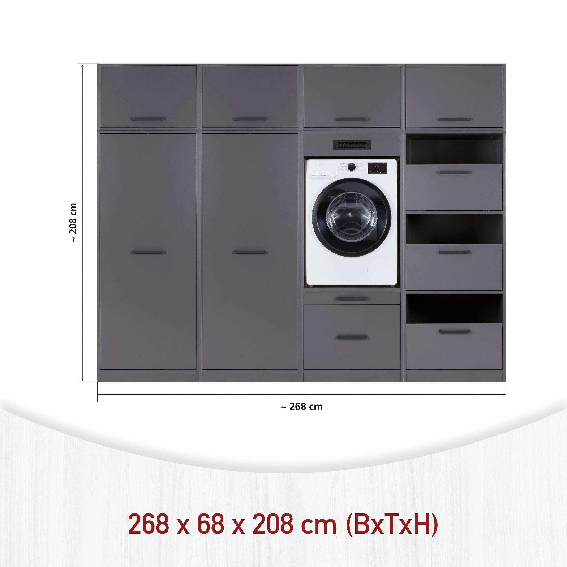 Inter Link Mehrzweckschrank-Set »Norela, Waschmaschinenumbauschrank, Geräteschrank mit Wäscheschrank« 8 Stk. tlg.