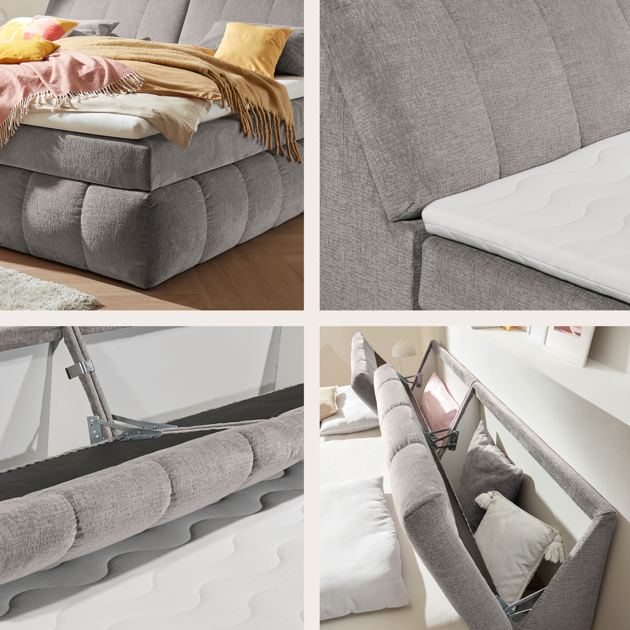 Thumbnail - ED EXCITING DESIGN Boxspringbett "Elkford, Familienbett in der Größe 240x200cm" inkl. Stauraum im Kopfteil