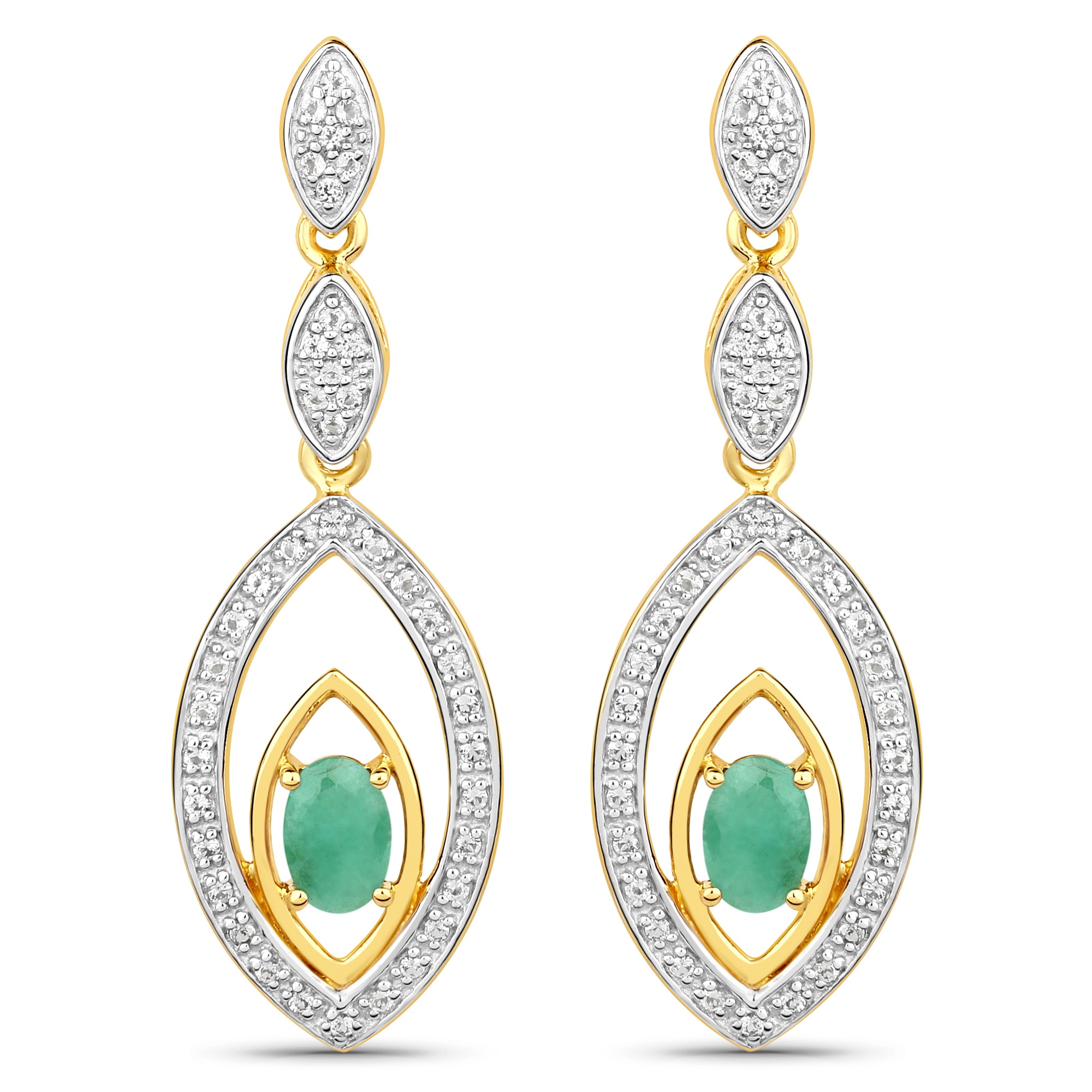 Paar Ohrhänger »925-Sterling Silber vergoldet Glänzend Smaragd grün«