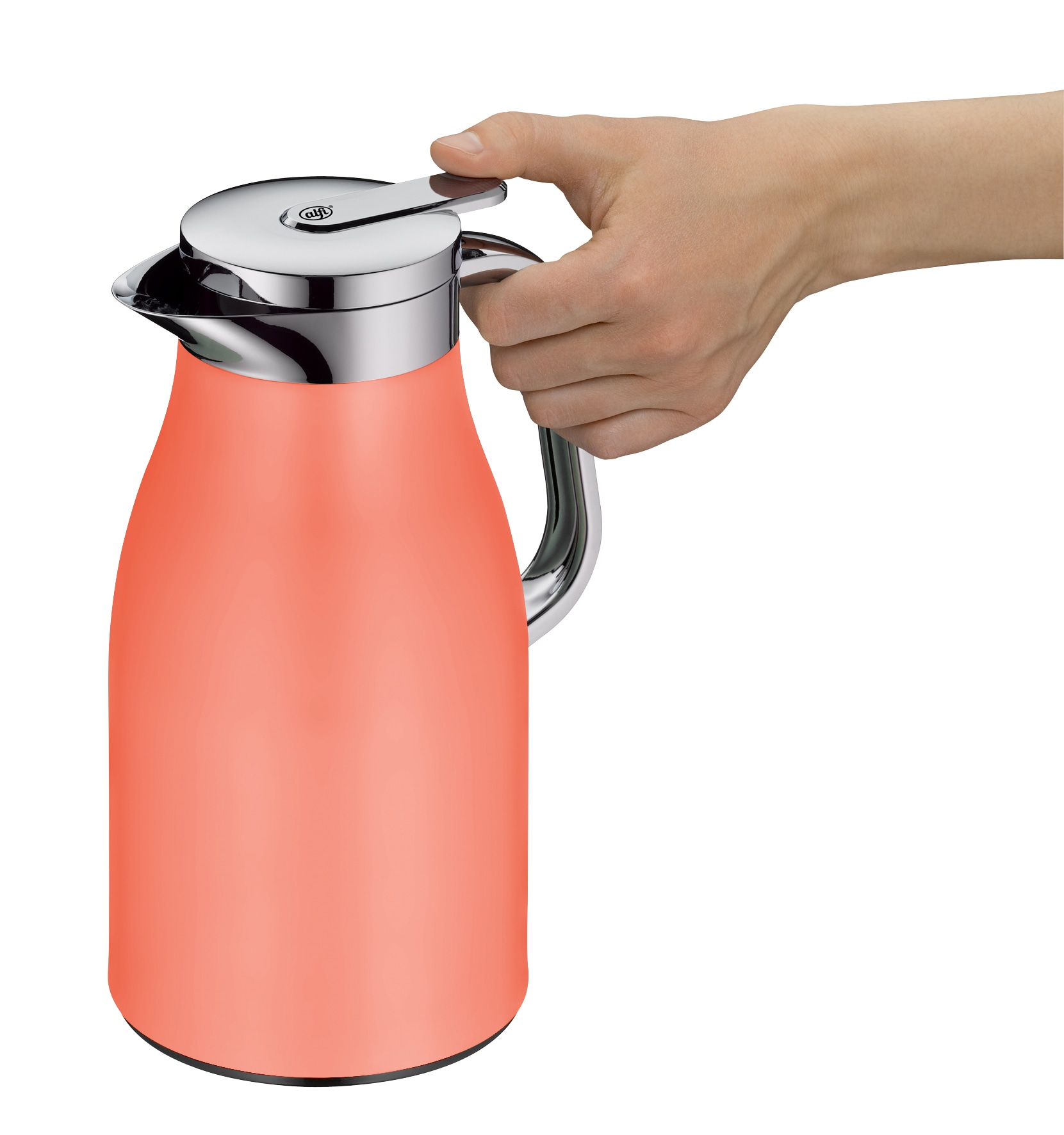 Alfi Isolierkanne »SKYLINE, mit Hartglaseinsatz und ergonomischem Griff«, 1 l, (1 St.), 12h heiß & 24h kalt, Drehverschluss mit bequemem Druckknopf
