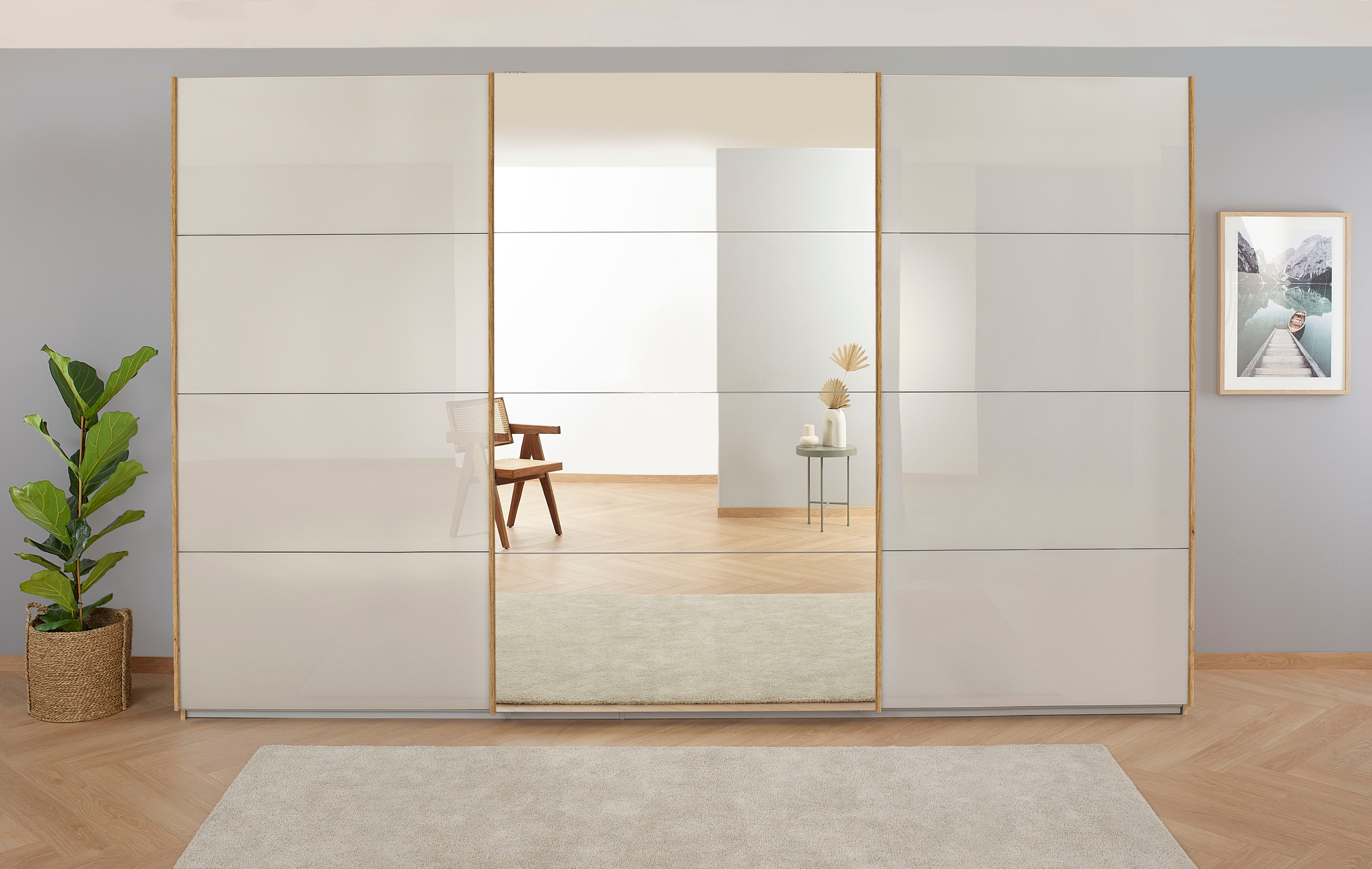OTTO home "Mehrzweckschrank Aktenschrank Möbel Mietswohnung Schlafzimmer KOLUNA" 3 Ausstattungen BASIC/CLASSIC/PREMIUM (inkl. SOFT-CLOSE-FUNKTION), Breiten 203/271/315/360 cm Höhen 210/229 Glas-Front MADE IN GERMANY