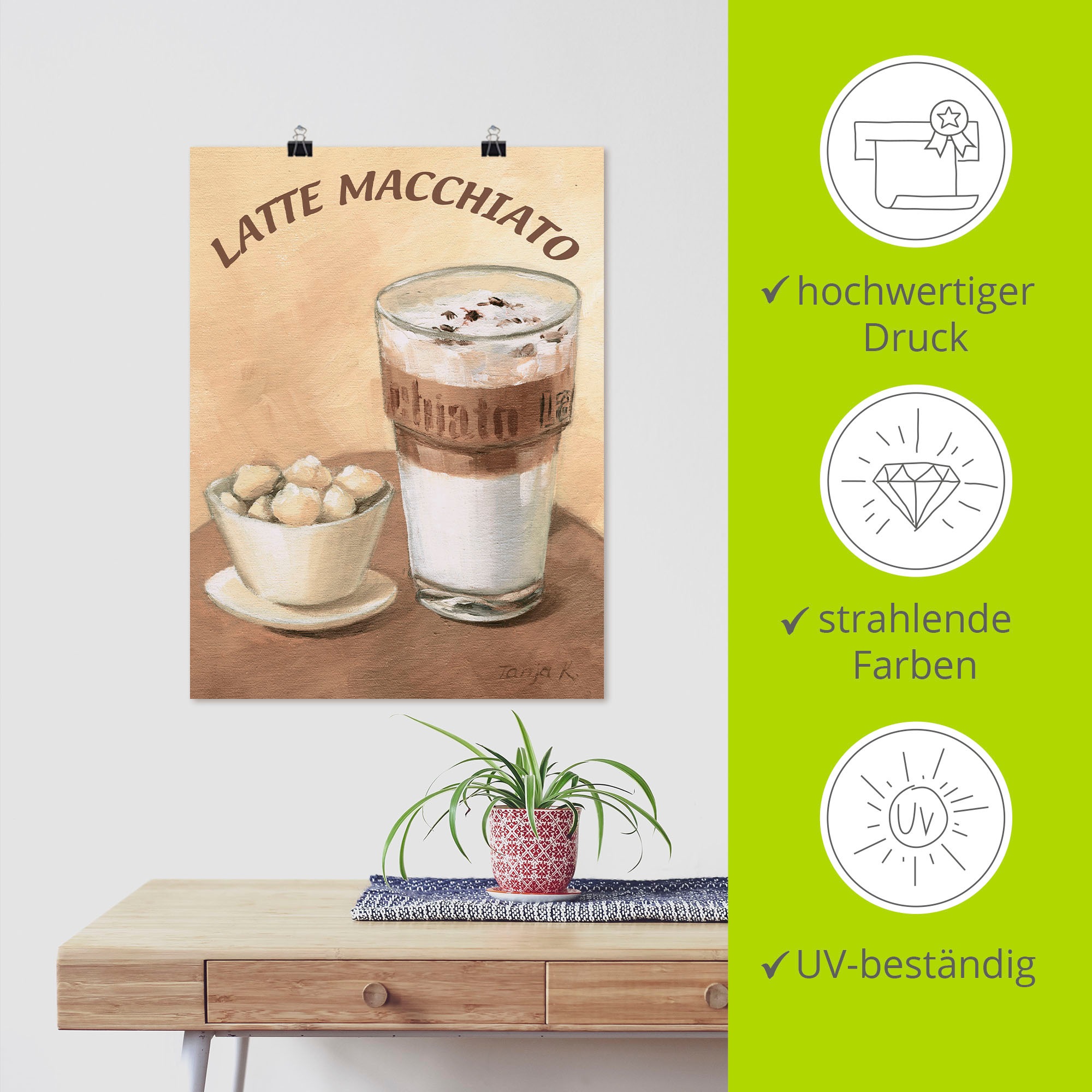 Artland Wandbild »Latte Macchiato«, Getränke, (1 St.), als Leinwandbild, Poster, Wandaufkleber in verschied. Größen