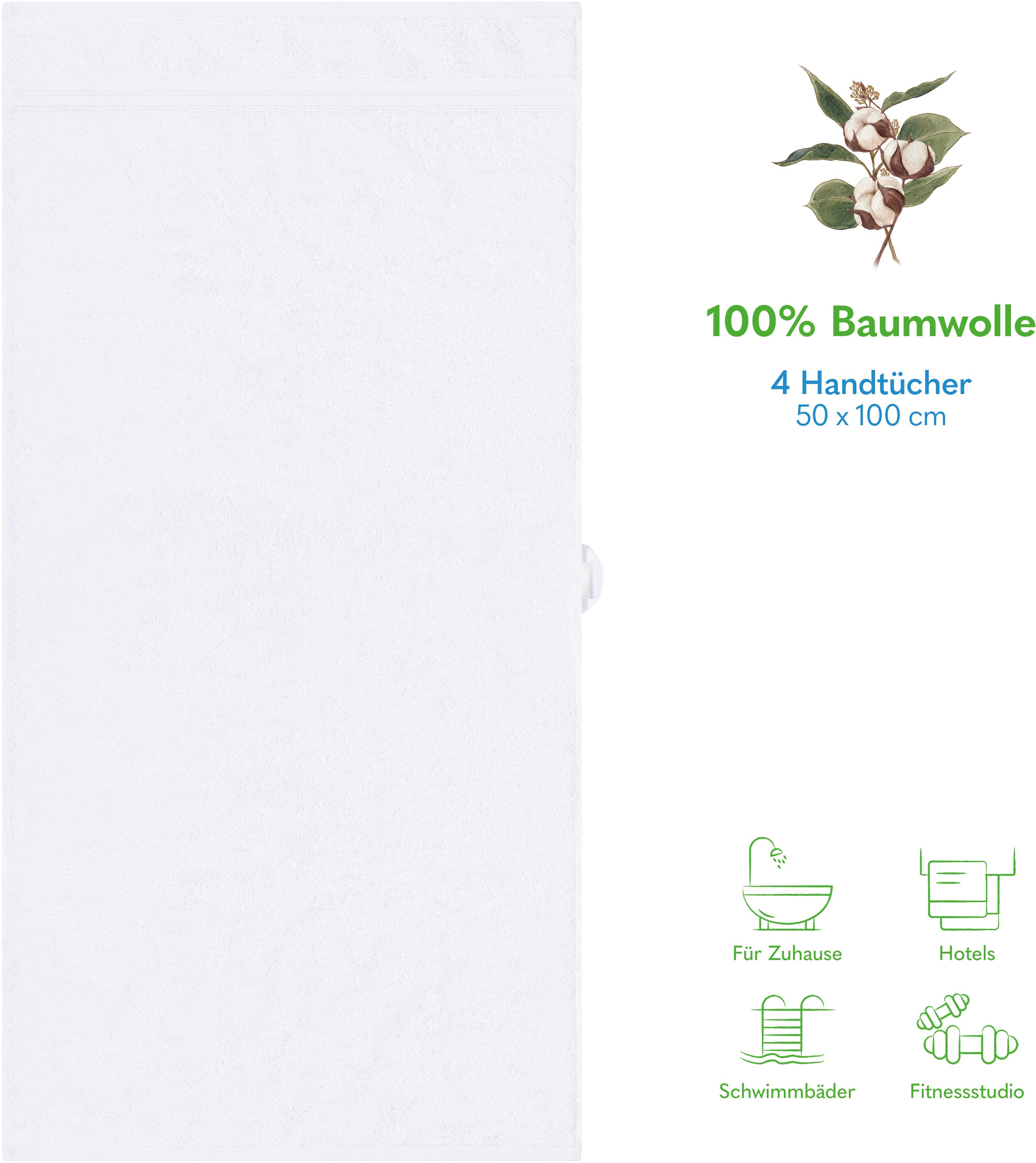 HAMMETEX Handtuch Set "4er Set Handtücher 50x100 cm, 100% Baumwolle, Weich günstig online kaufen