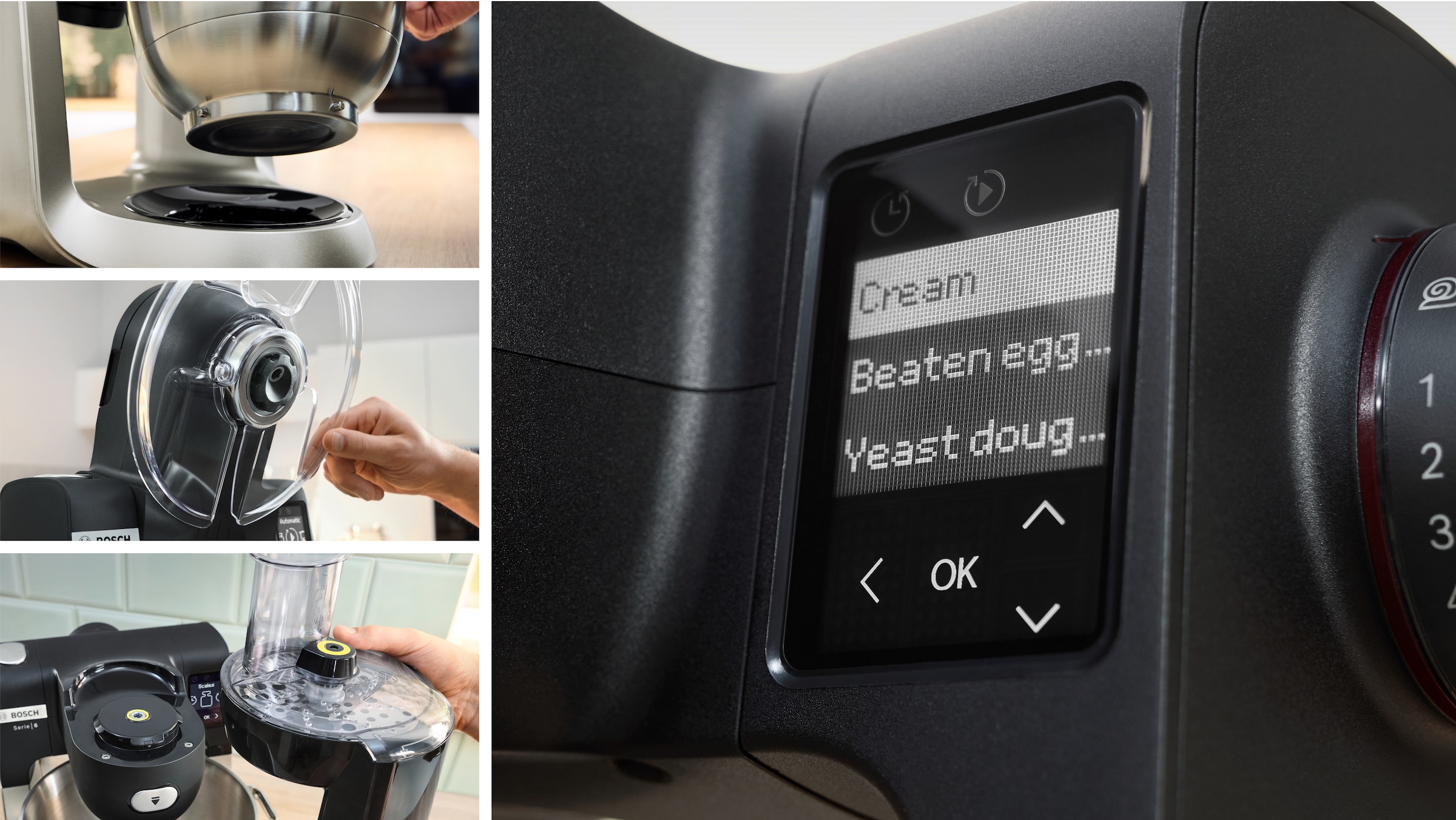 BOSCH Küchenmaschine »Serie 6 MUMS6ZS18, 2 Schüsseln (Edelst/Kunstst), integr Waage, schwarz«, Automatikprogramme, Deckel, Knethaken/Rühr-/Silikonbesen spülm.fest