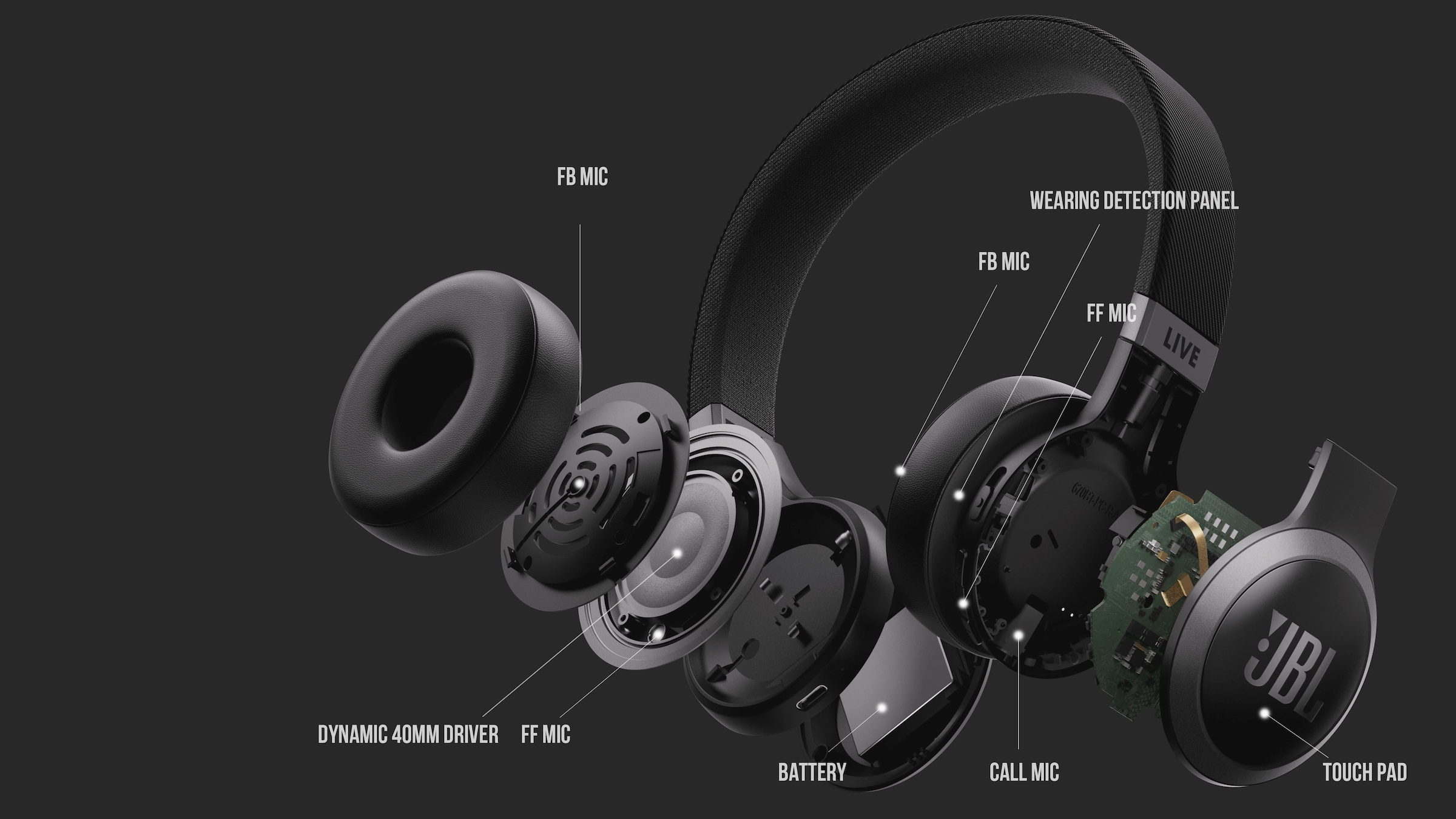 JBL Kopfhörer »LIVE 670NC«, Bluetooth On-Ear-Kopfhörer