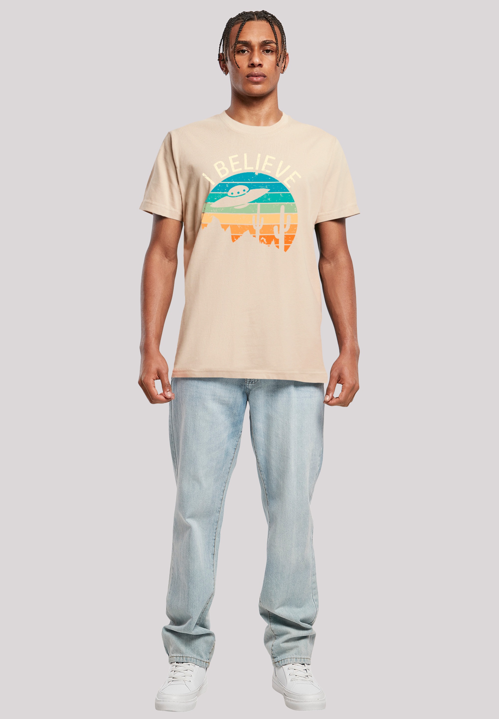 F4NT4STIC T-Shirt »I Believe UFO Alien Sonnenuntergang«, Premium Qualität