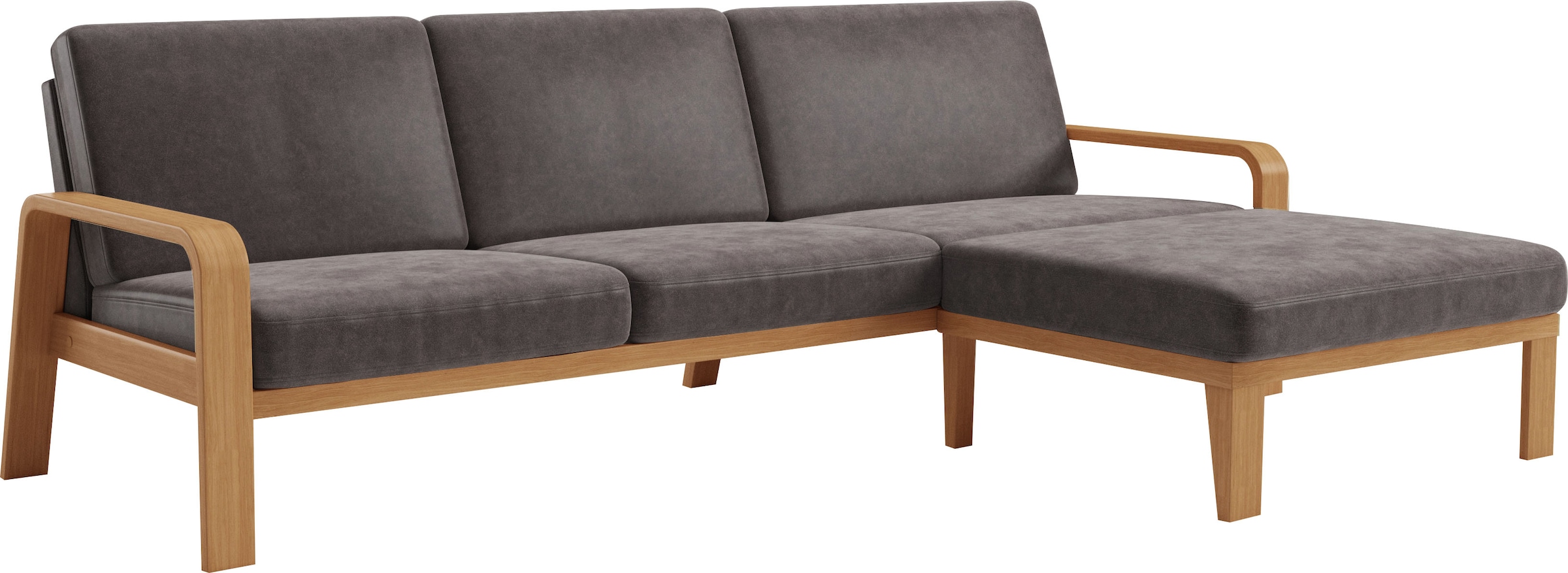 sit&more Ecksofa »Kolding L-Form«, Armlehnen aus eichefarbigem Buchenholz, verschiedene Bezüge und Farben