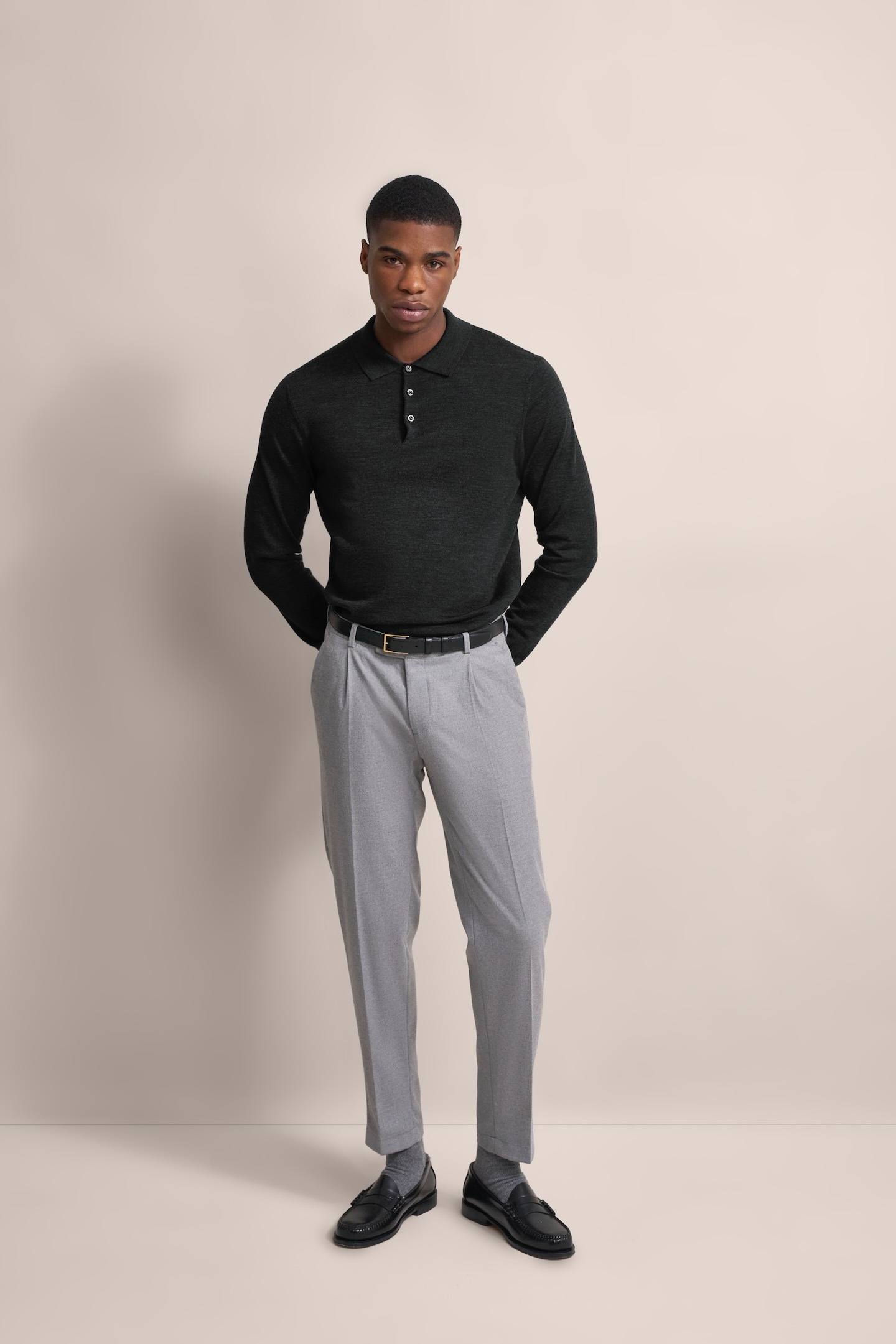 bugatti Langarm-Poloshirt, in moderner Optik