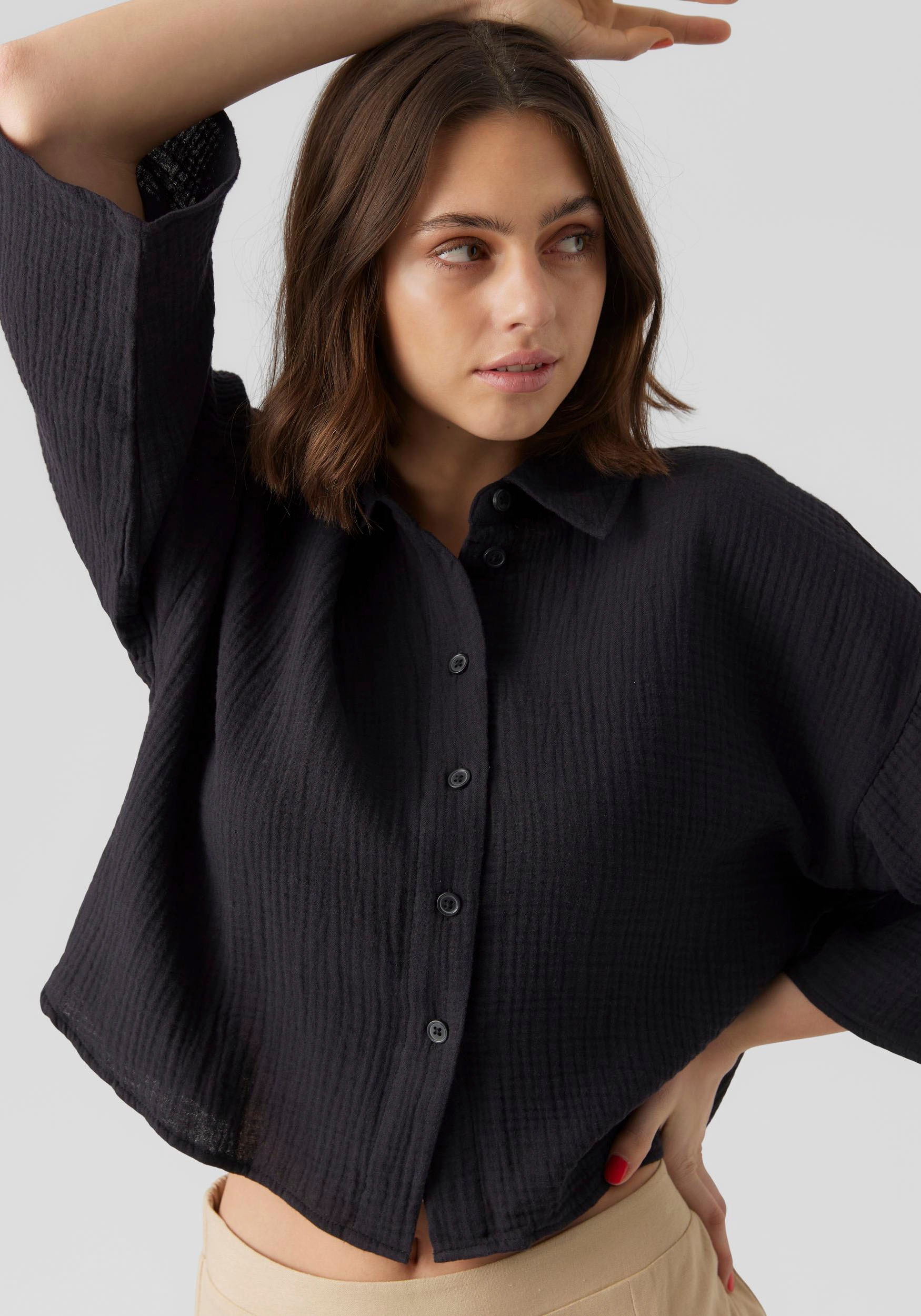 Vero Moda Hemdbluse "VMNATALI CROP SHIRT WVN NOOS" Baumwolle, loose fit günstig online kaufen