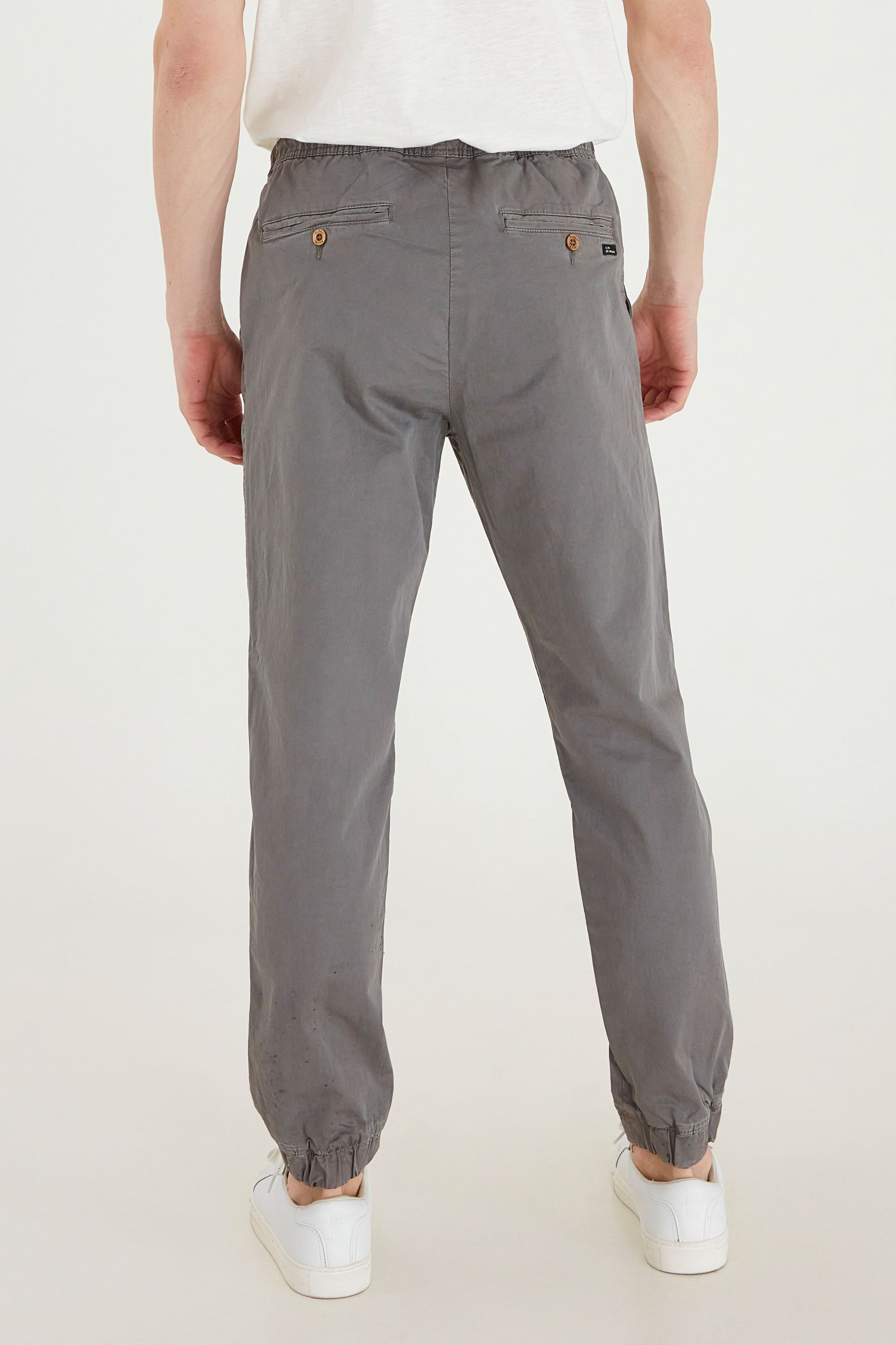 Chinohose BLEND "Trousers BHNIMBU pants", Herren, Gr. XL, N-Gr, grau (granite), Web, Obermaterial: 97% Baumwolle, 3% Elasthan, unifarben, washed, comfort fit normal, Hosen Chinohose, mit Kordelzug und elastischem Bund 6