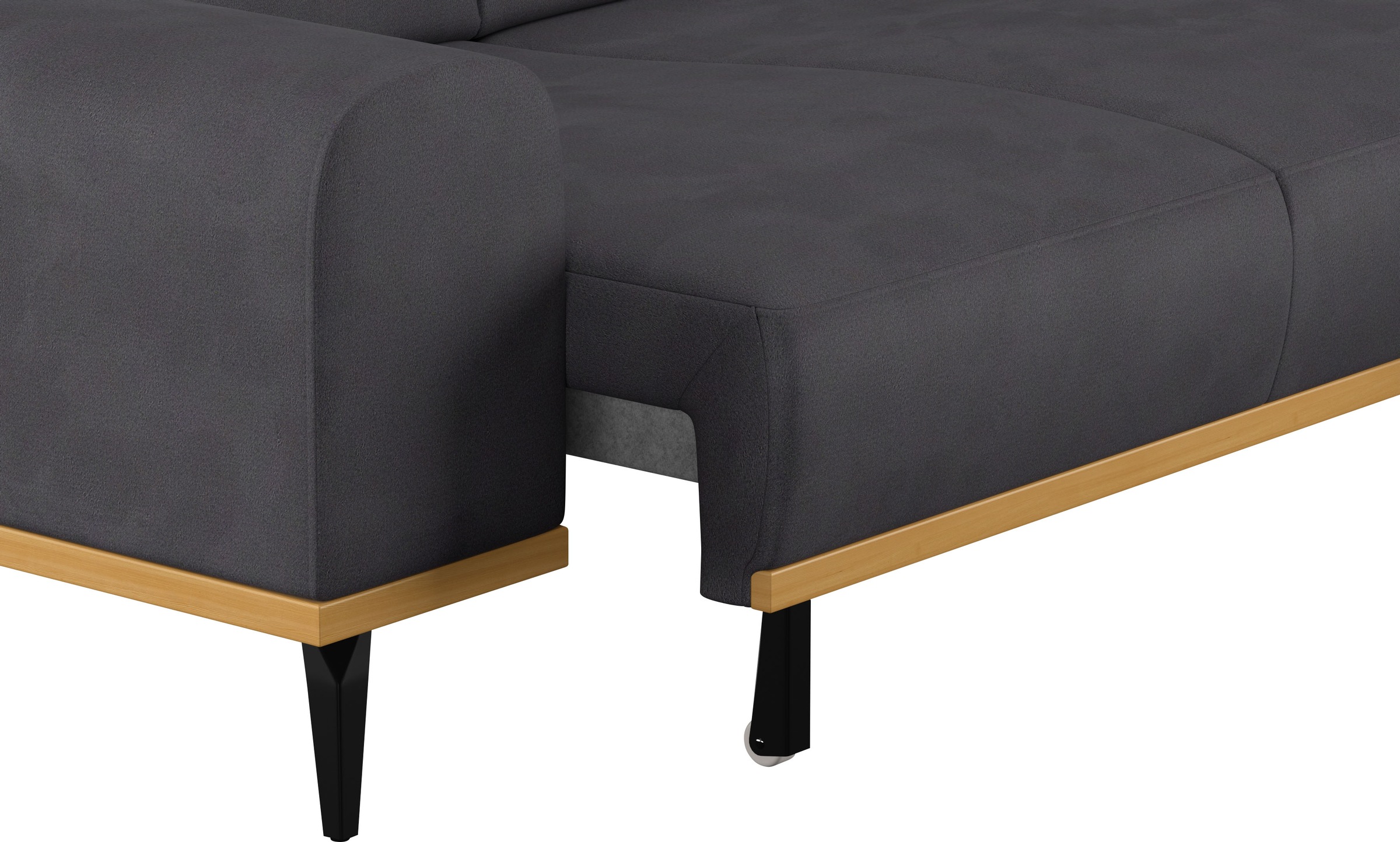 Places of Style Ecksofa »Carlo L-Form«, mit Kopfteilverstellung & Holz-Rahmenoptik, wahlweise Relaxfunktion