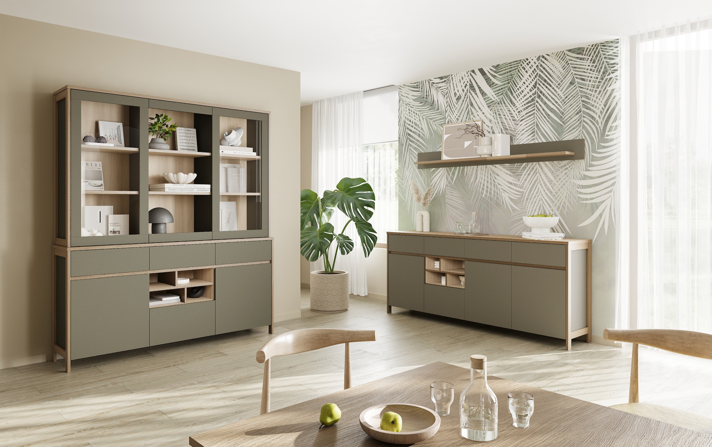 Home affaire Wohnwand »Stranda, moderne Anbauwand, Komplettset im Scandi-Style«, (2 St.), enthält Sideboard und Buffet, ausreichend Stauraum