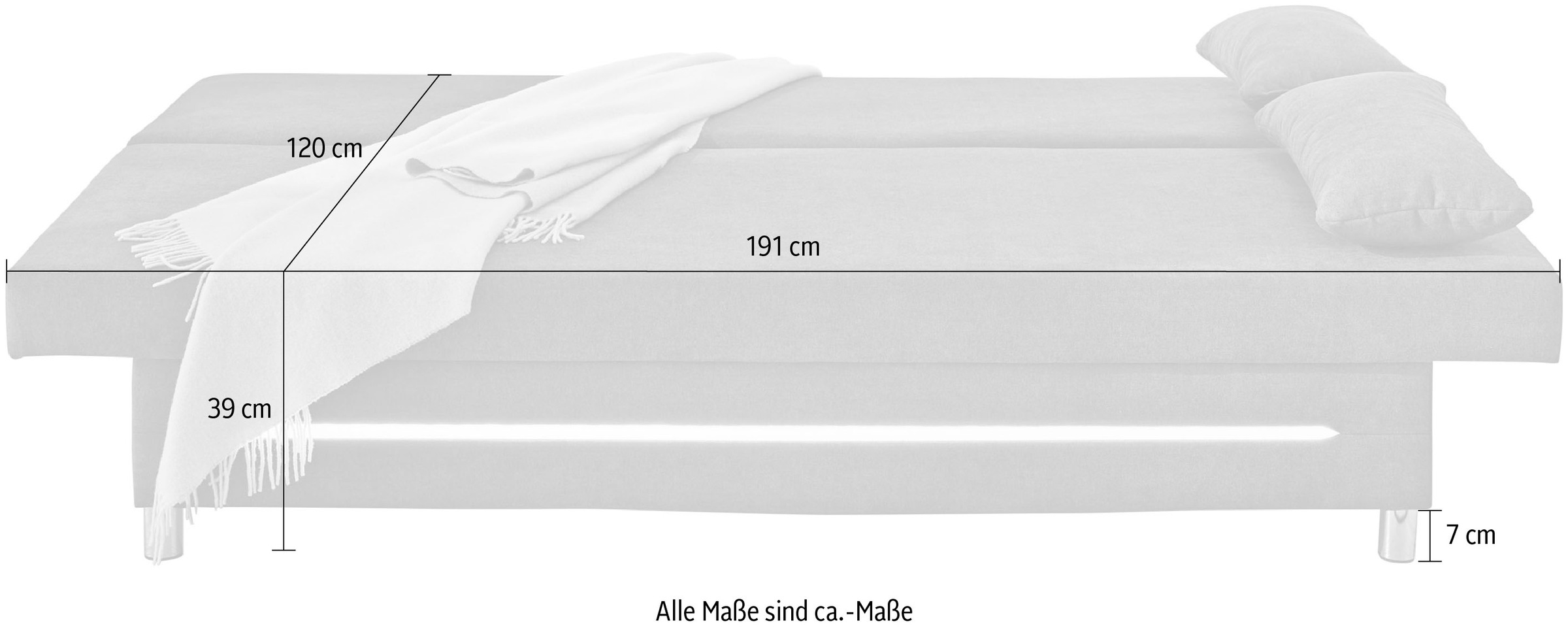 Jockenhöfer Gruppe Schlafsofa »Sunrise, mit dimmbarer LED-Beleuchtung«, Gästebettfunktion, Stauraum/Bettkasten, mit Kissen