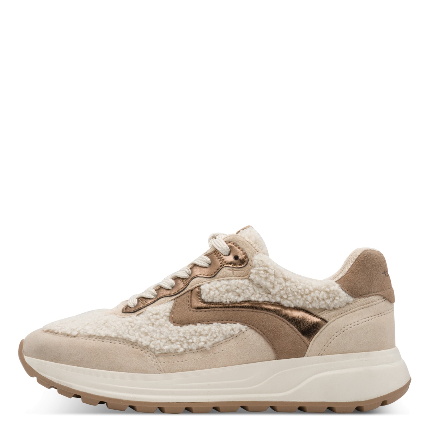 Tamaris Plateausneaker  Freizeitschuh, Halbschuh, Schnürer mit Teddy-Plüsch-Besatz