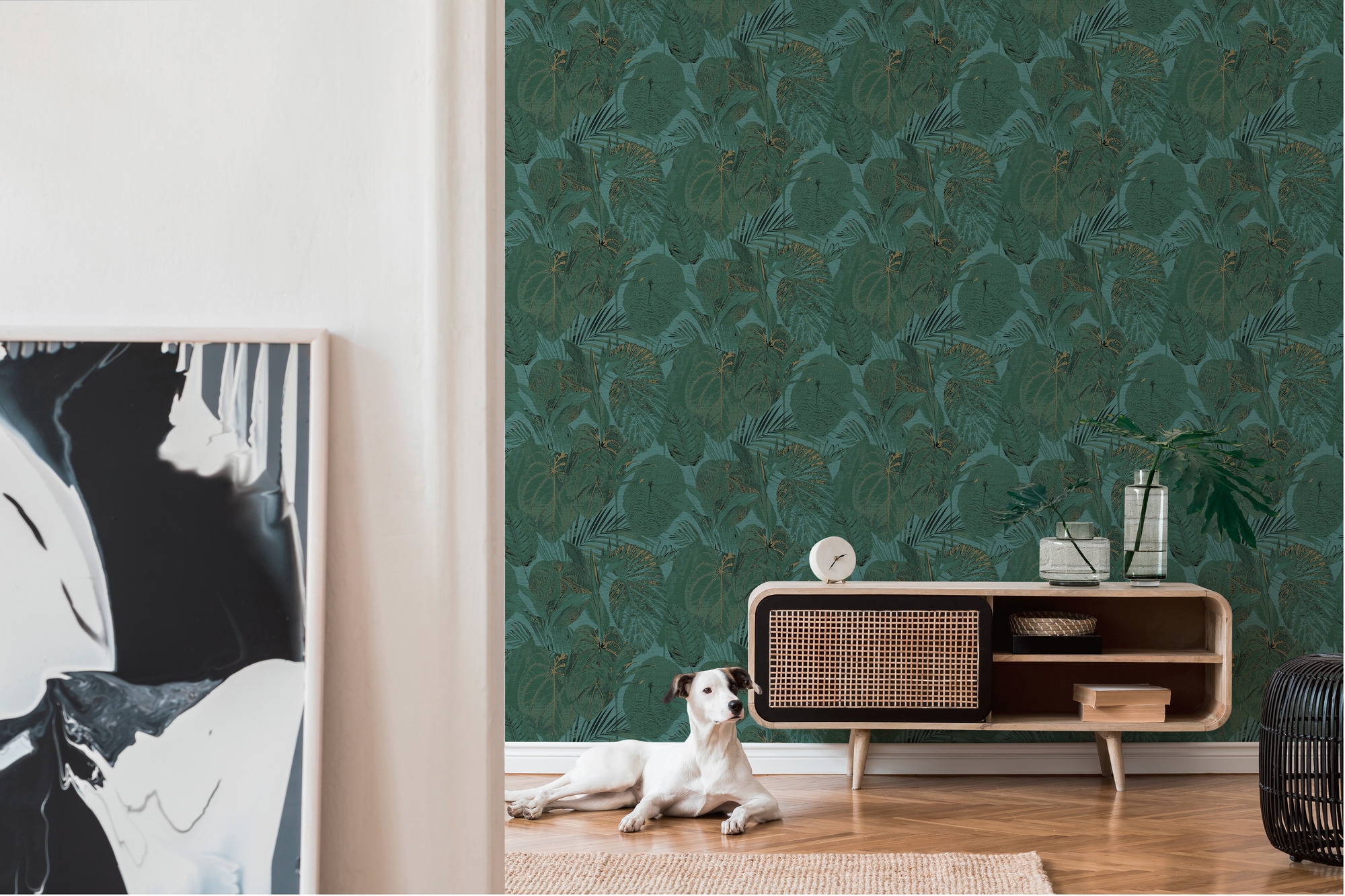living walls Vliestapete »Famous Garden Natur-Tapete Mustertapete Dschungel-Optik Dschungeloptik«, matt, Vliestapete botanisch für Schlafzimmer Küche Wohnzimmer Dschungel Flur