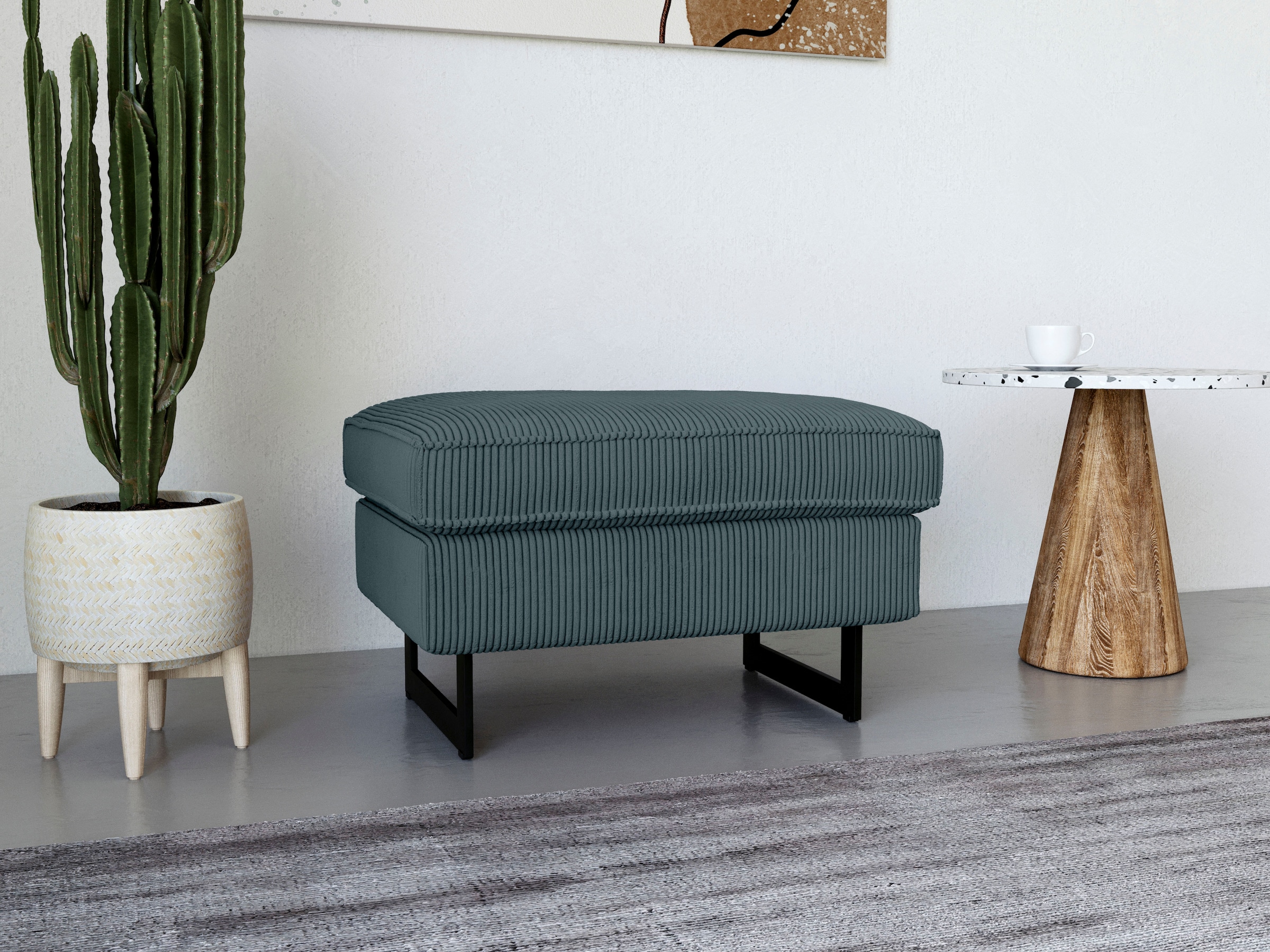 Places of Style Hocker "Pinto", mit Keder, Metallfüßen und auch in Cord Bez günstig online kaufen