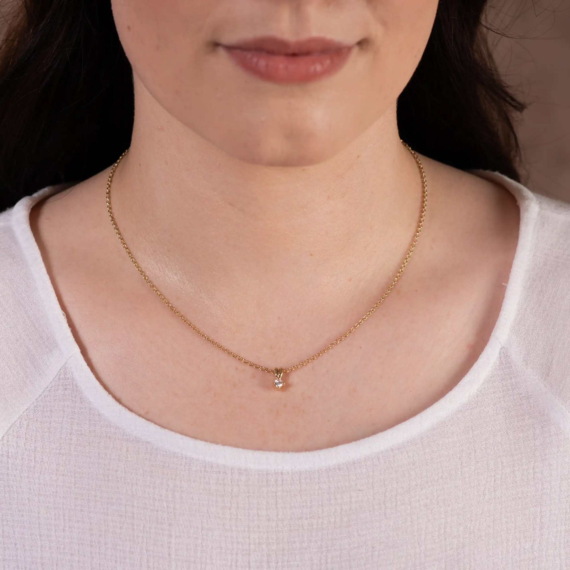 LYOMI Kette mit Anhänger »585/- Gelbgold 1 synth. Diam. 0,15 ct.«