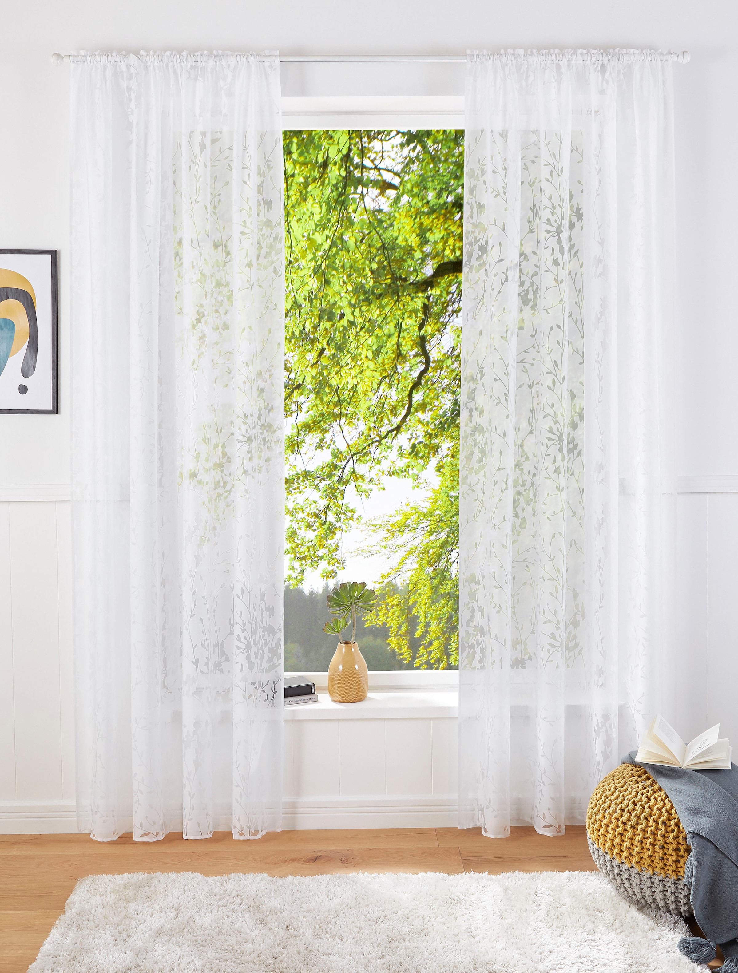 Home affaire Gardine St.), transparent, (1 Rankenmotiv »SASKIA«, | kaufen BAUR