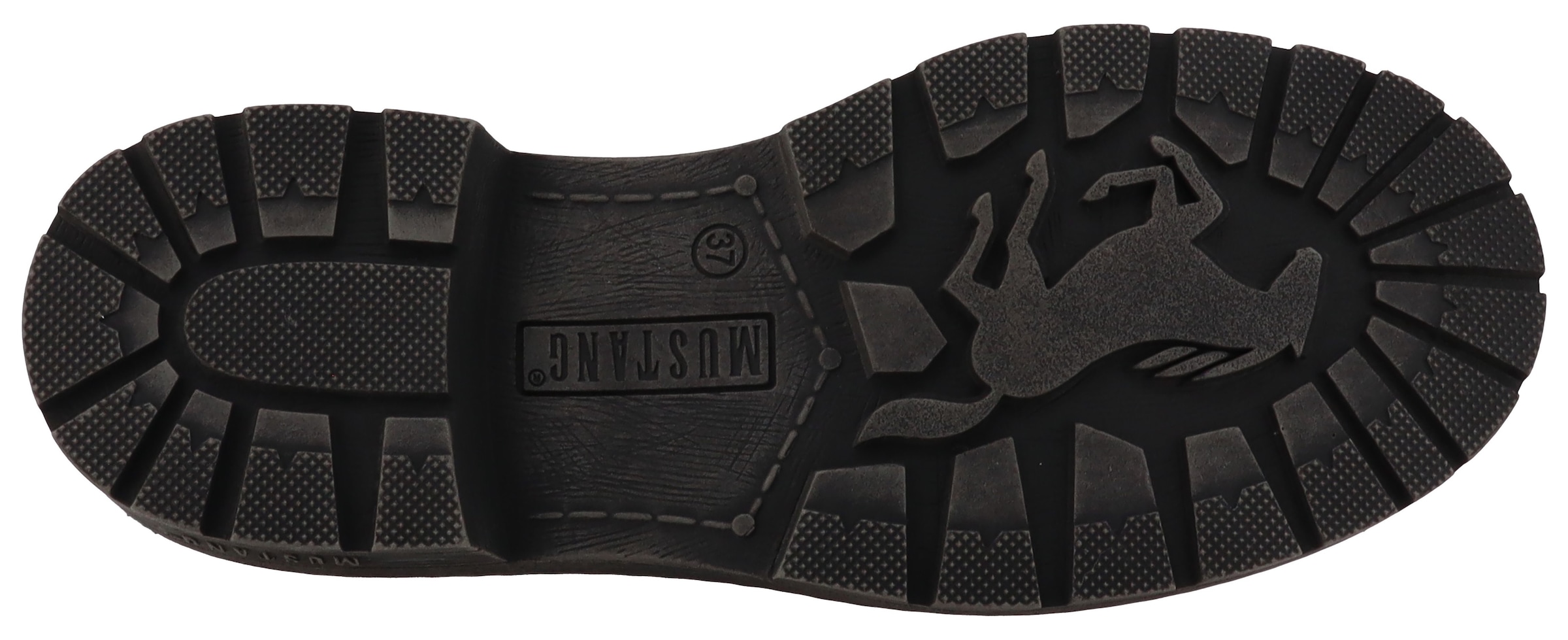 Mustang Shoes Winterstiefel »Bienke«, Biker Boots mit Blockabsatz und Zierriemchen