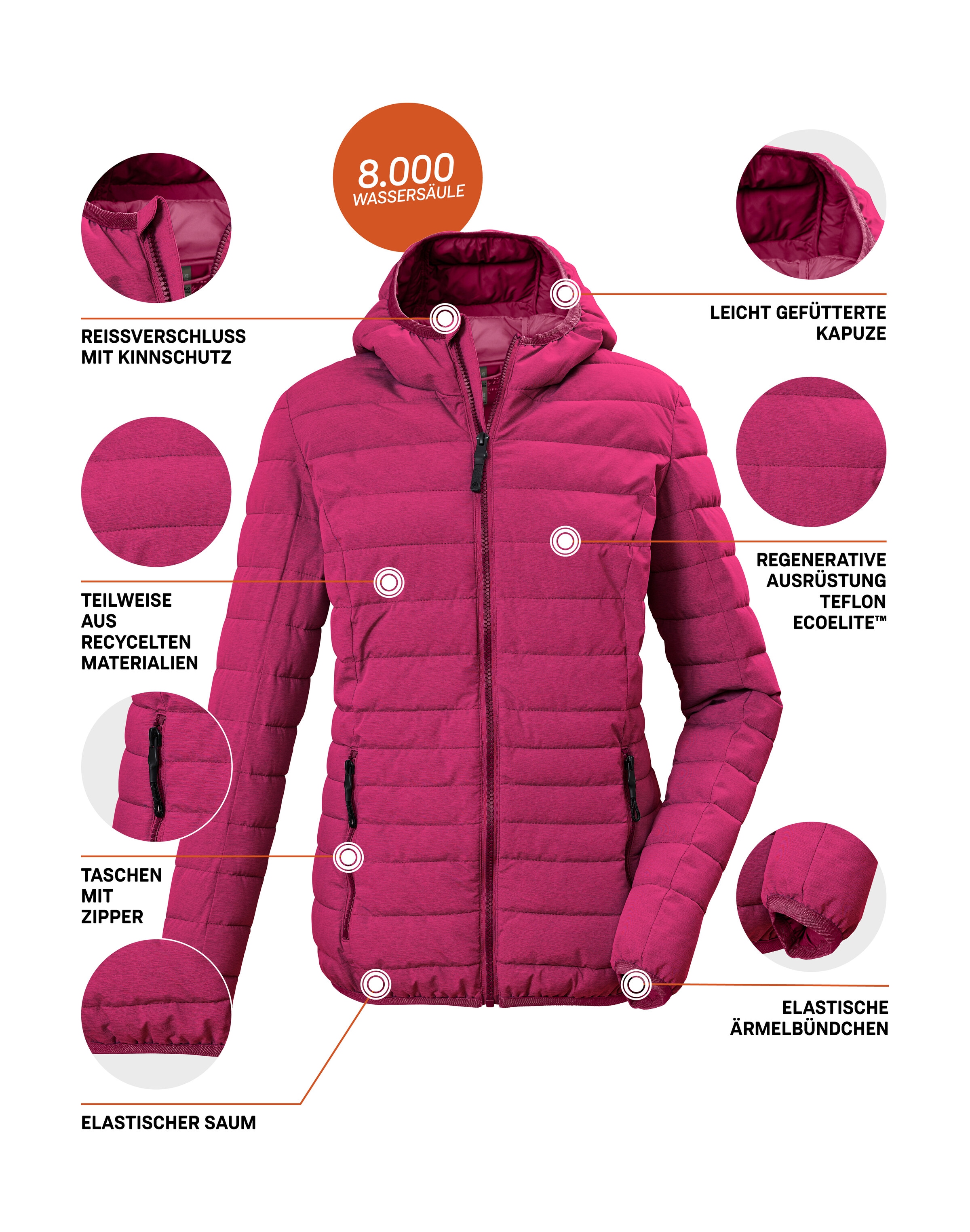 G.I.G.A. DX by killtec Steppjacke »GW 49 WMN QLTD JCKT« Wind- und wasserabweisende Damen Steppjacke mit 8.000 mm Wassersäule