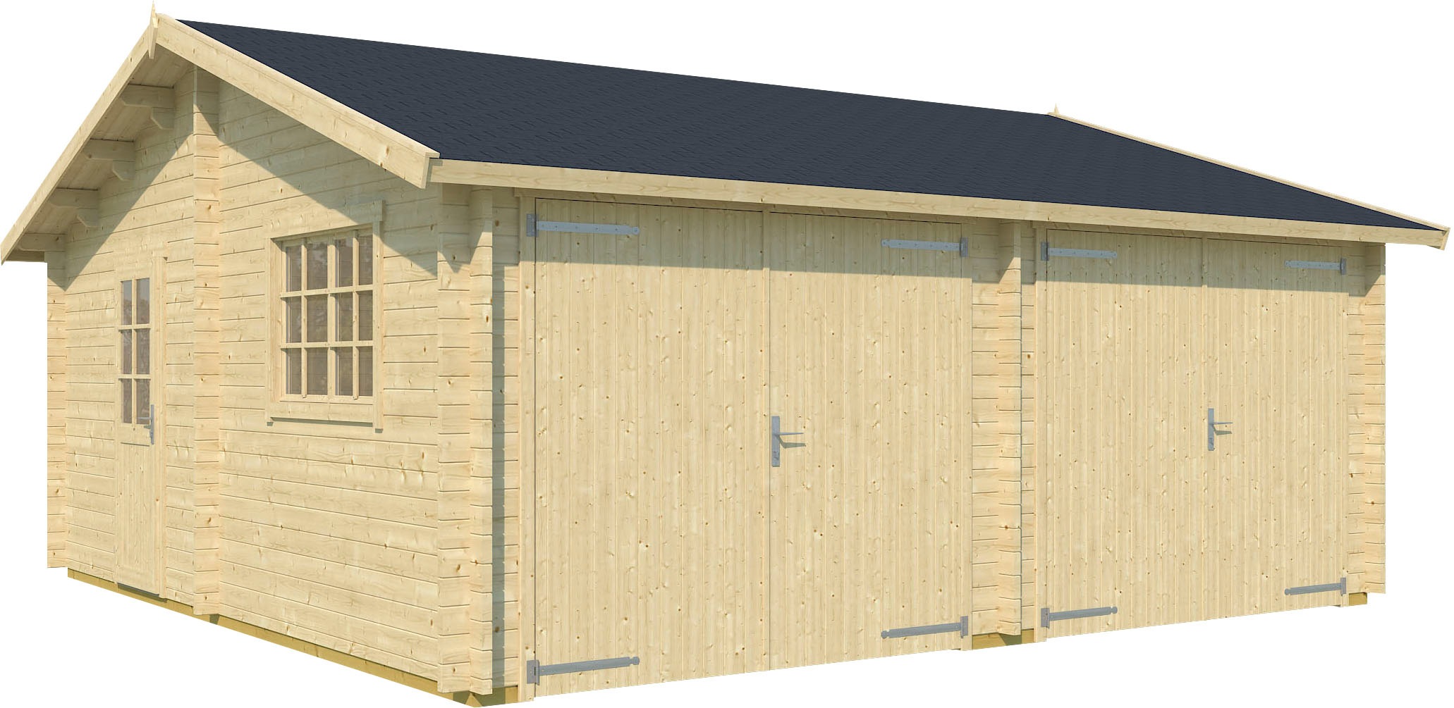 LASITA MAJA Garage »Falkland«, (Set, Für 2 Fahrzeuge geeignet), Garage + 2 Holztoren