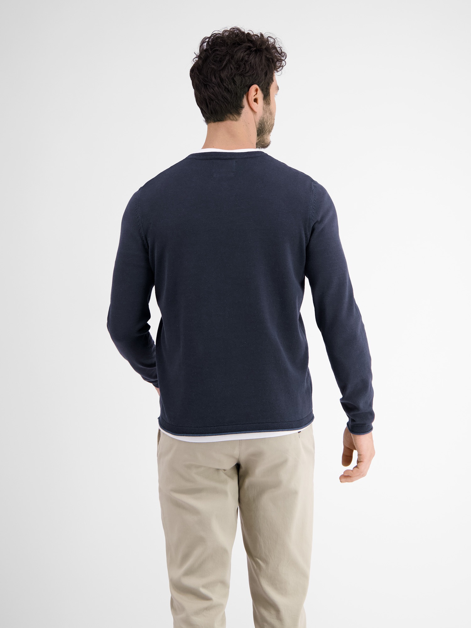 LERROS Strickpullover »LERROS Rundhalspullover, Flachstrick«