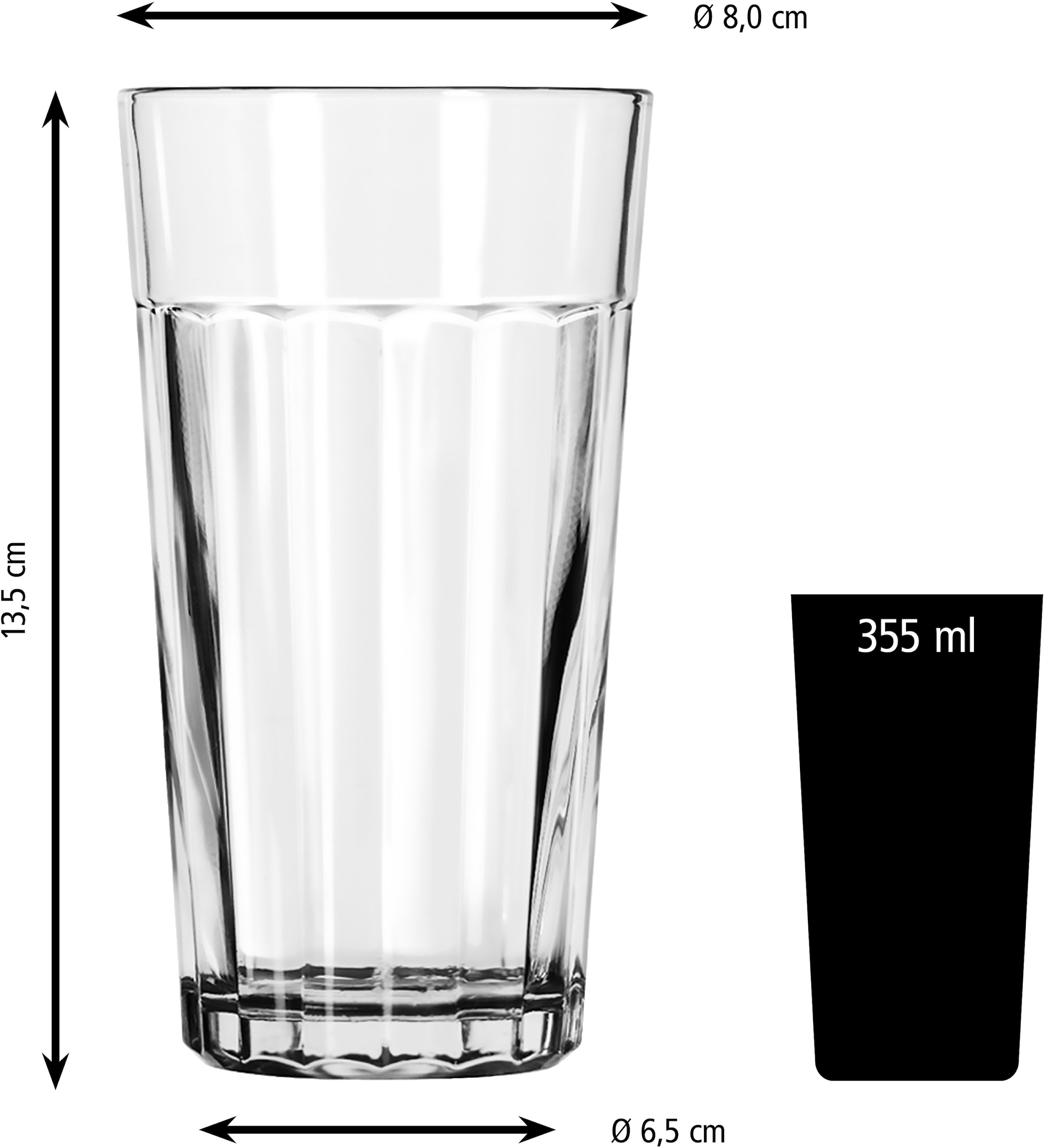 LIBBEY Gläser-Set »Cooler Glas -PANELED TUMBLERS- 355 ml, Ø: 8 cm, H: 13,5 cm, 12er Set«, (Set, 12 tlg.), hochwertig verarbeitet, im modernen Design